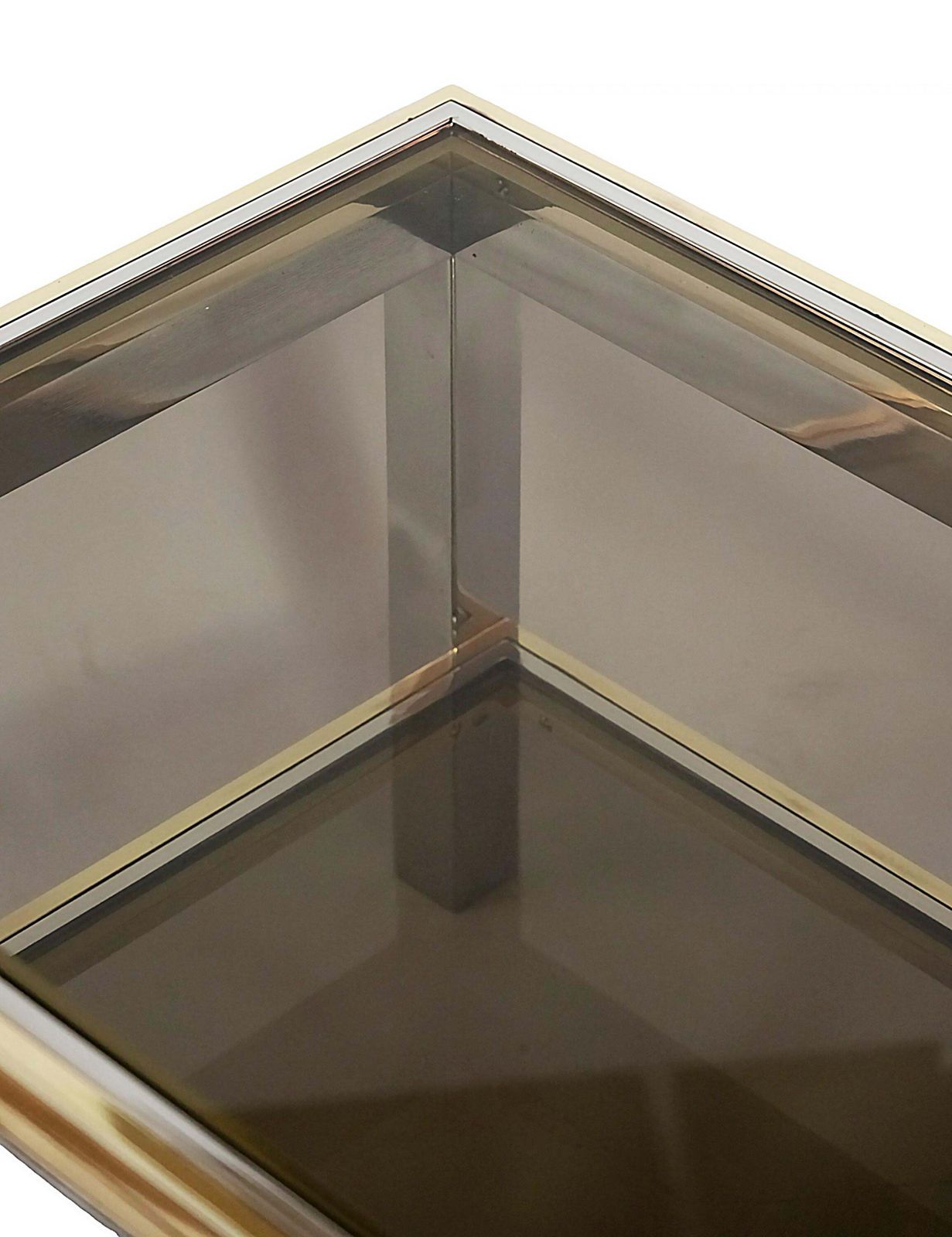 Mid Century Brass, Chrome And Glass Side Table Signed Jean Charles photo 1473.0