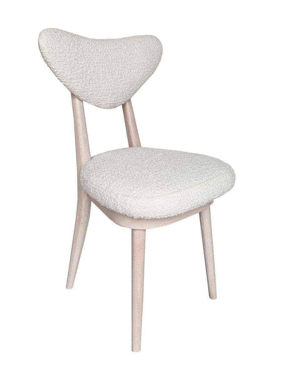 Set Of Eight Mid Century Heart Chairs White Boucle Fabric, Europe, 1960s photo furniture