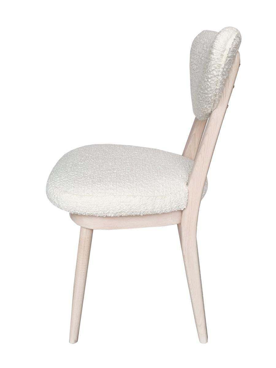 Set Of Eight Mid Century Heart Chairs White Boucle Fabric, Europe, 1960s photo vintage