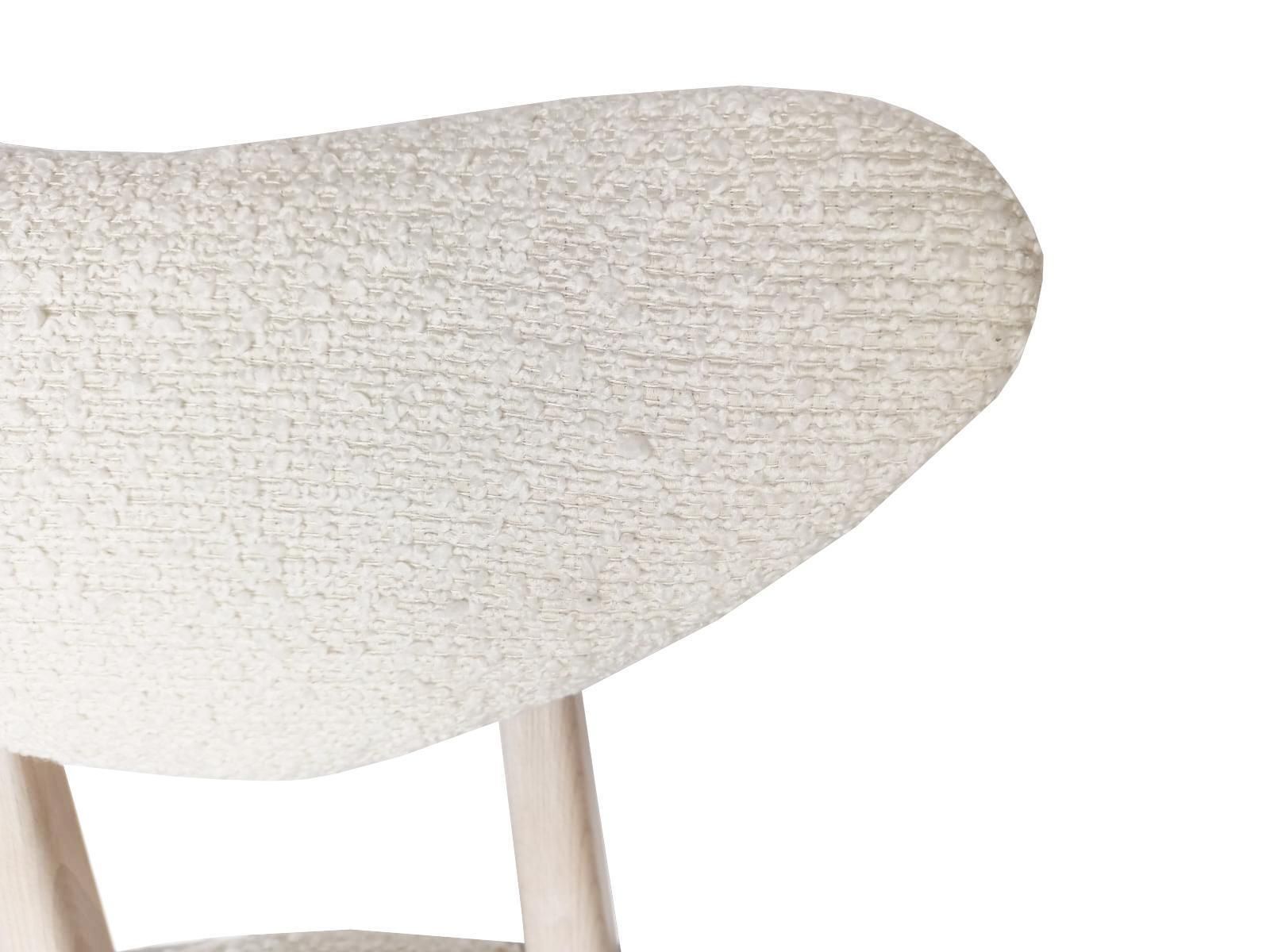 Mid Century Heart Chair White Boucle Fabric, Europe, 1960s photo vinterior