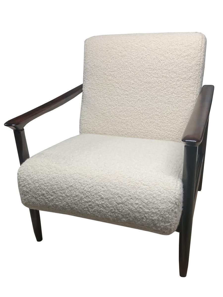 Mid Century White Boucle Armchair, Gfm 142, Edmund Homa, Europe, 1960s photo furniture