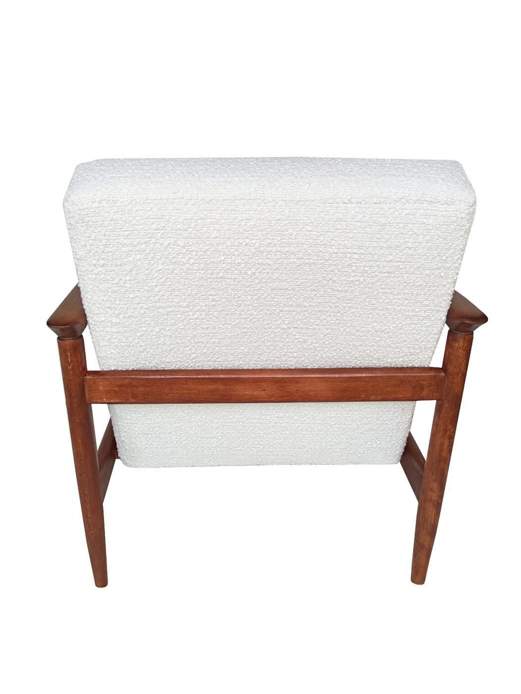 Mid Century Vintage Witte Bouclé Fauteuil, Gfm 142, Edmund Homa, Europa, Jaren 1960 photo Meubels