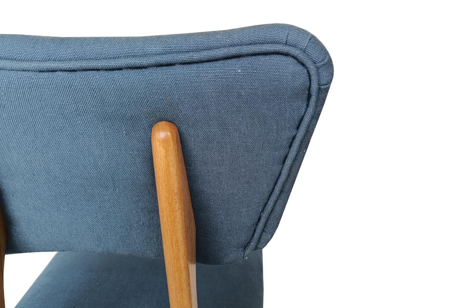 Set Of Four Mid Century Butterfly Chairs, Denim Pierre Frey Linen, Europe, 1960s photo 3362.0