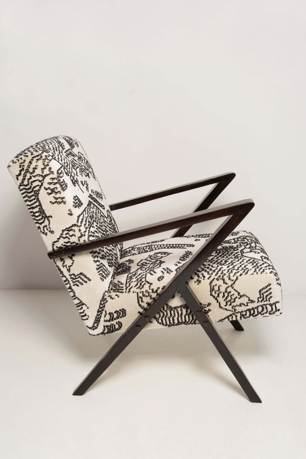 Mid Century Unique Zet Armchair, Tiger Mountain Jacquard By Dedar, 1970s, Europe photo Furniture