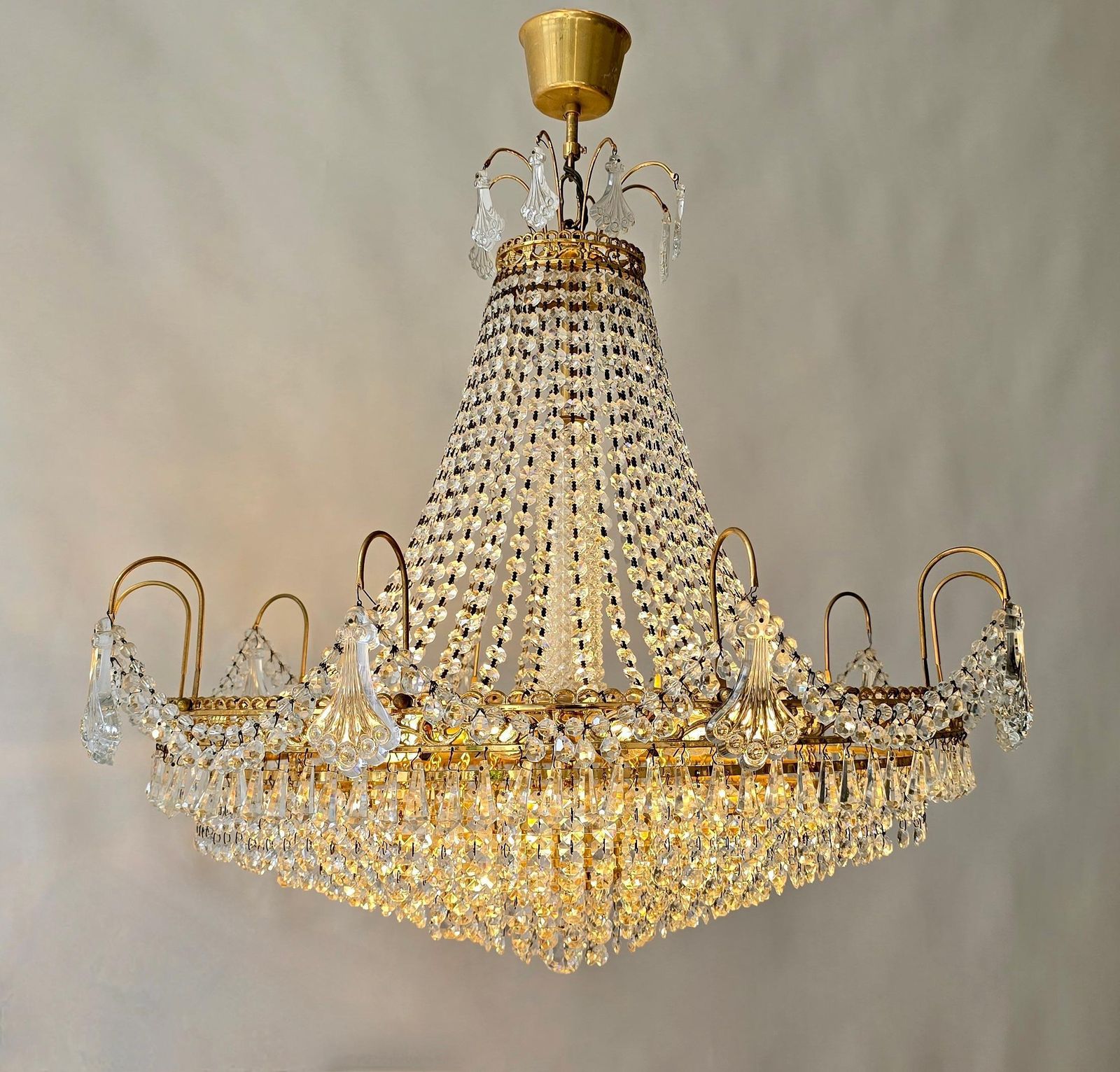 photo for sale Magnificent Antique Empire Style Crystal Chandelier, France, Circa 1900–1920