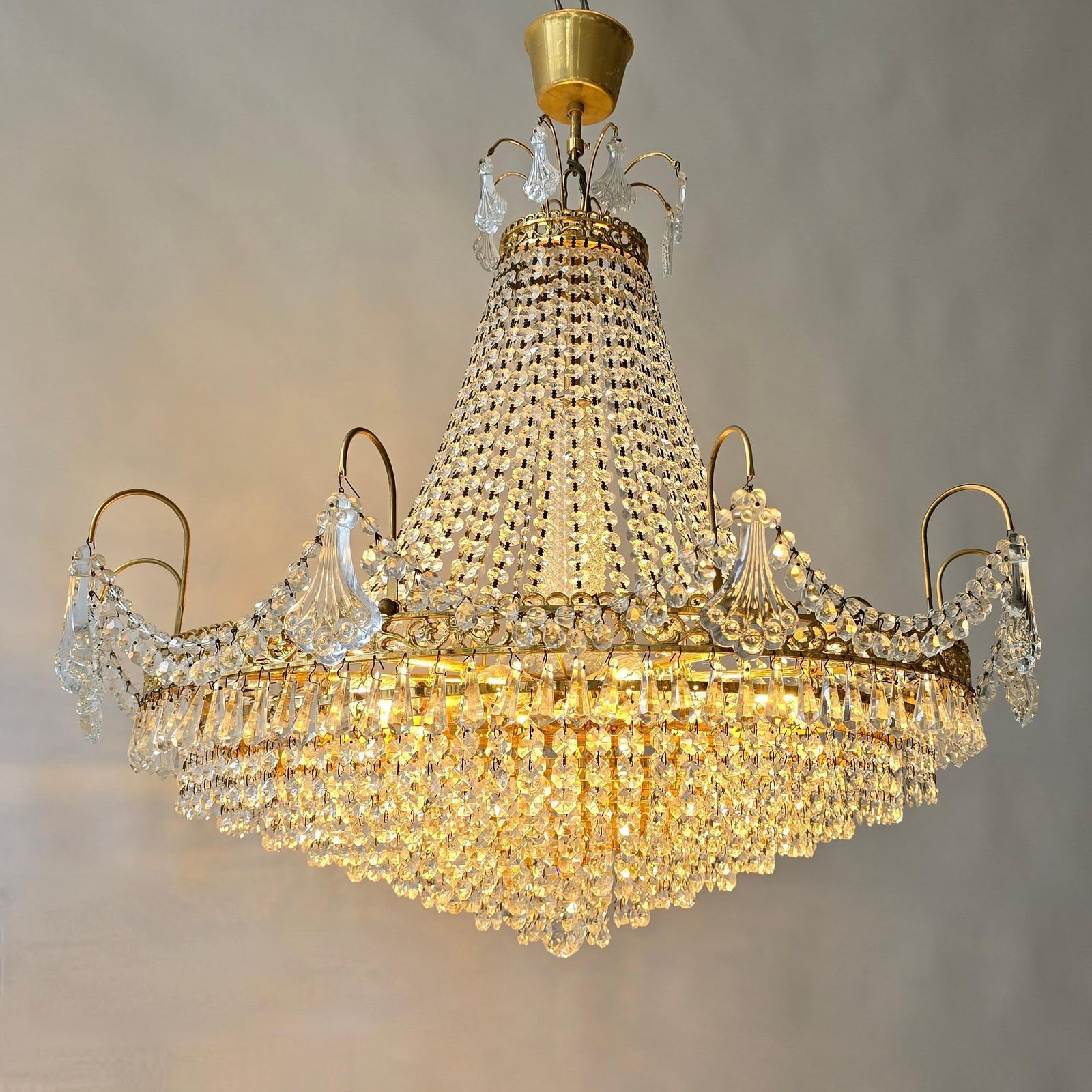 Lighting Magnificent Antique Empire Style Crystal Chandelier, France, Circa 1900–1920 photo