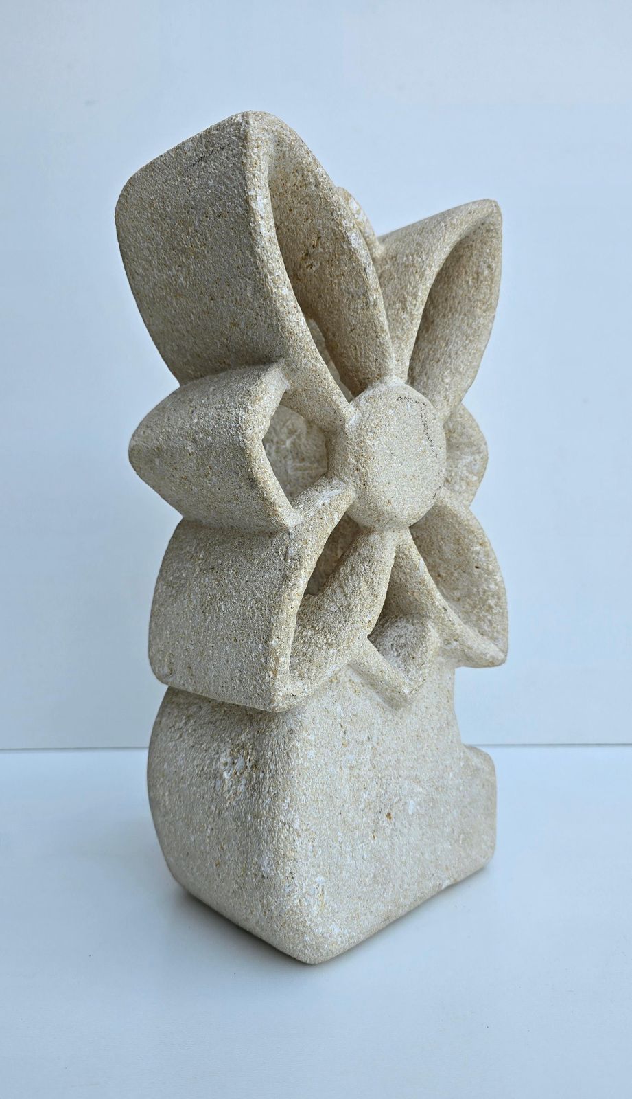 Brutalist Limestone Flower Lamp, France, 1970s — In The Style Of Albert Tormos photo Lighting