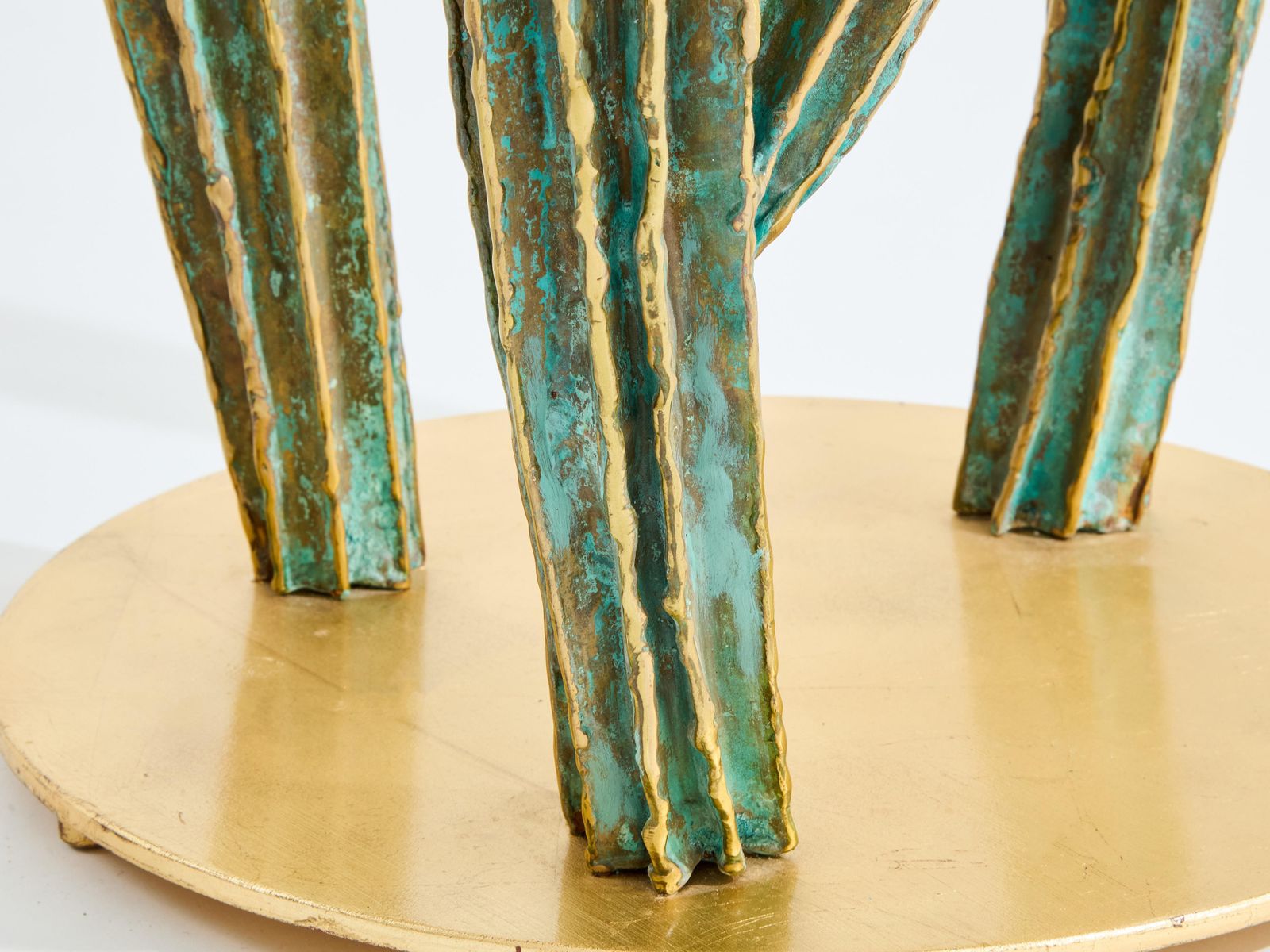 Console Alain Chervet en laiton et bronze, cactus et perroquet, 1989 photo 35122.0