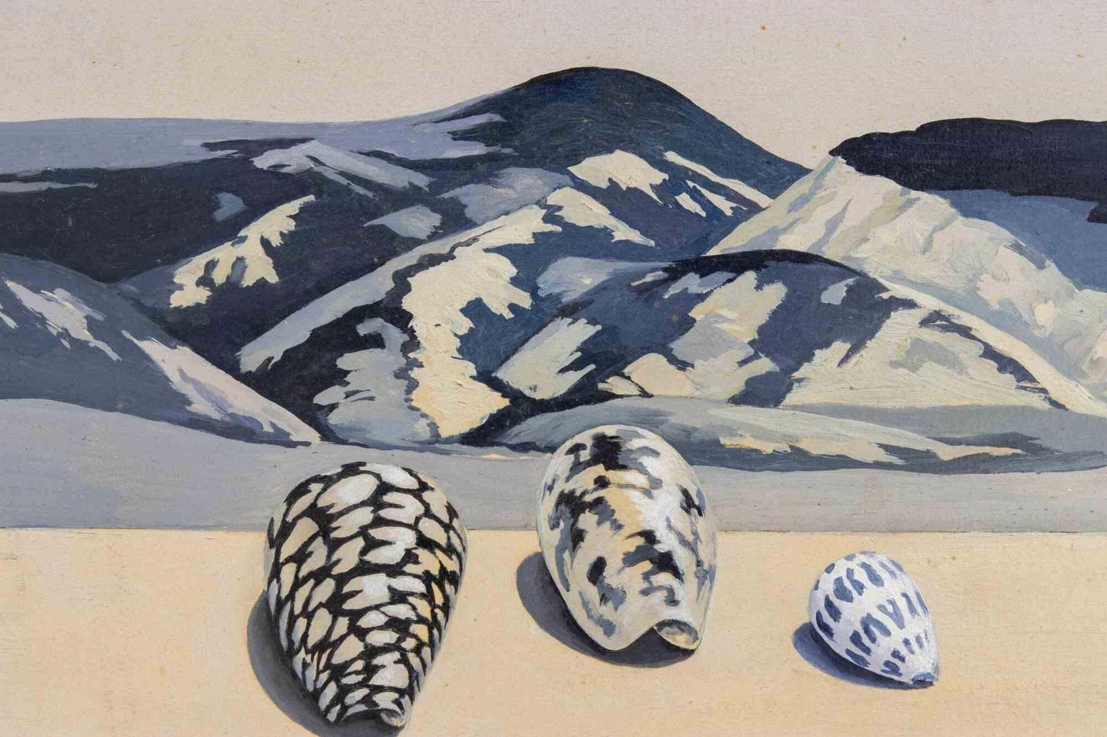 Gino Guidafigs, Shells And Hills   Paint By Gino Guida   1980s1980s photo for sale