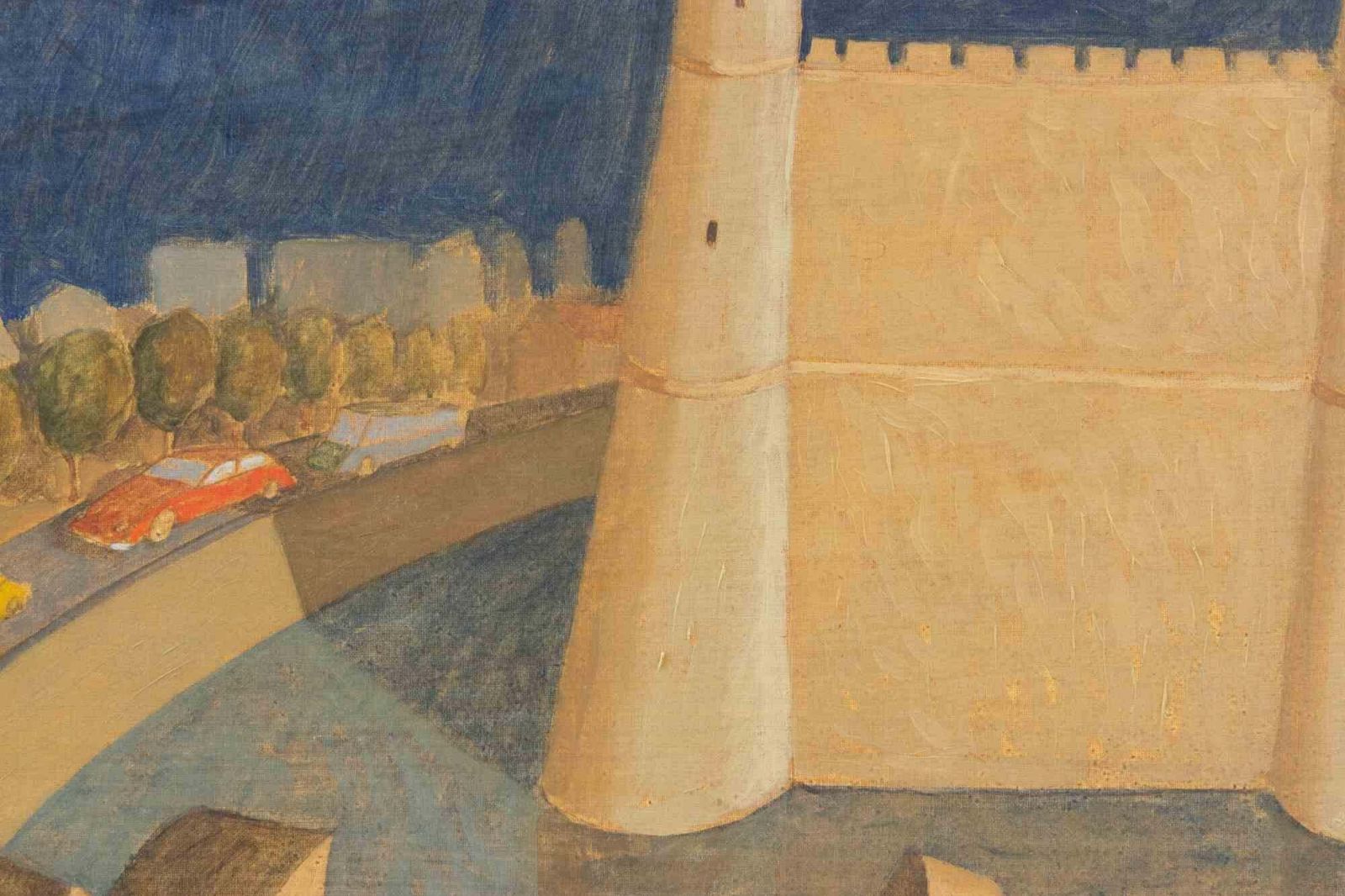 Alberto Galleratithe Contested Castle   Paint By Alberto Gallerati   1970s1970s photo for sale