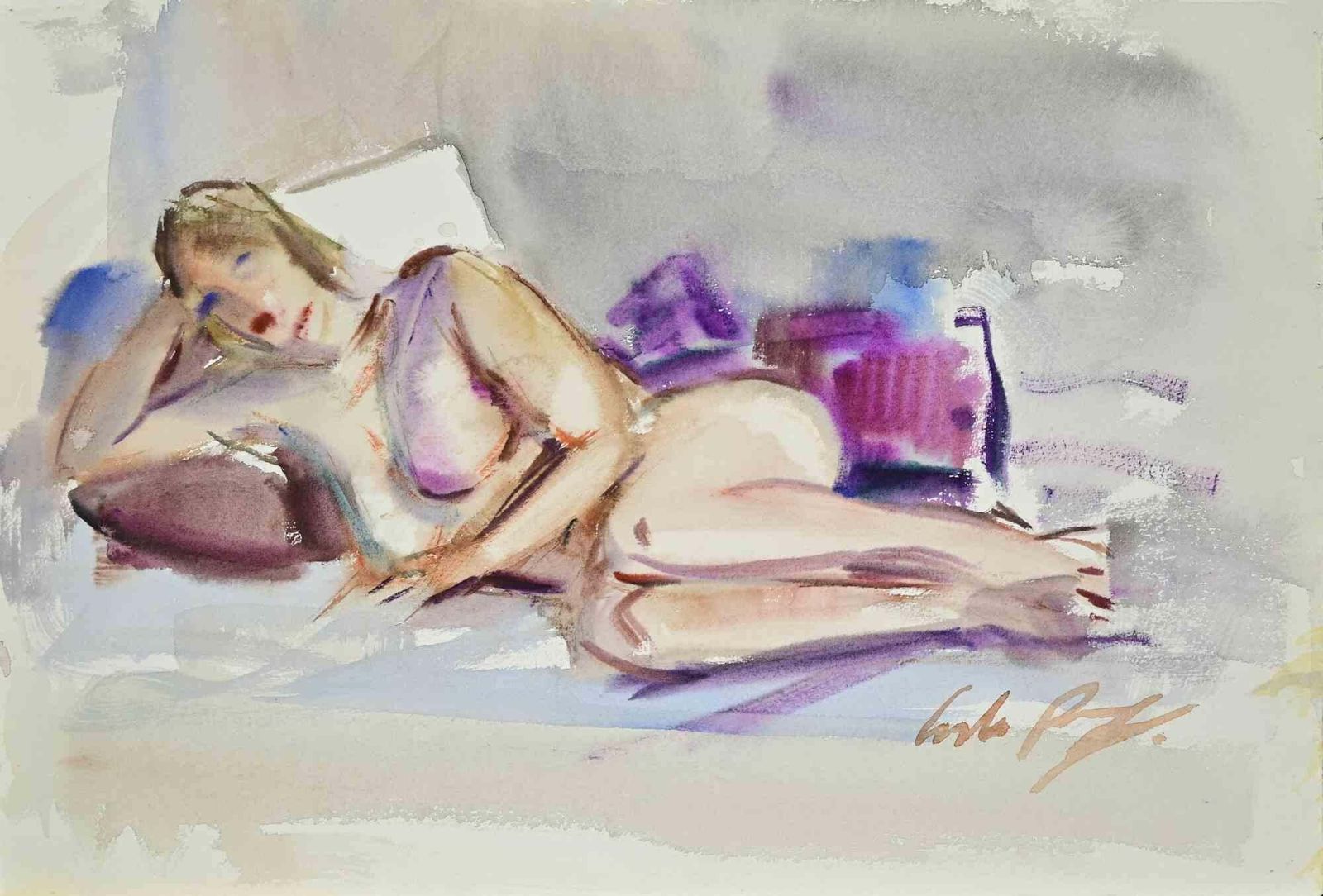 Carlo Ravagnanrclined Nude   Drawing By Carlo Ravagnan   1960s1960s