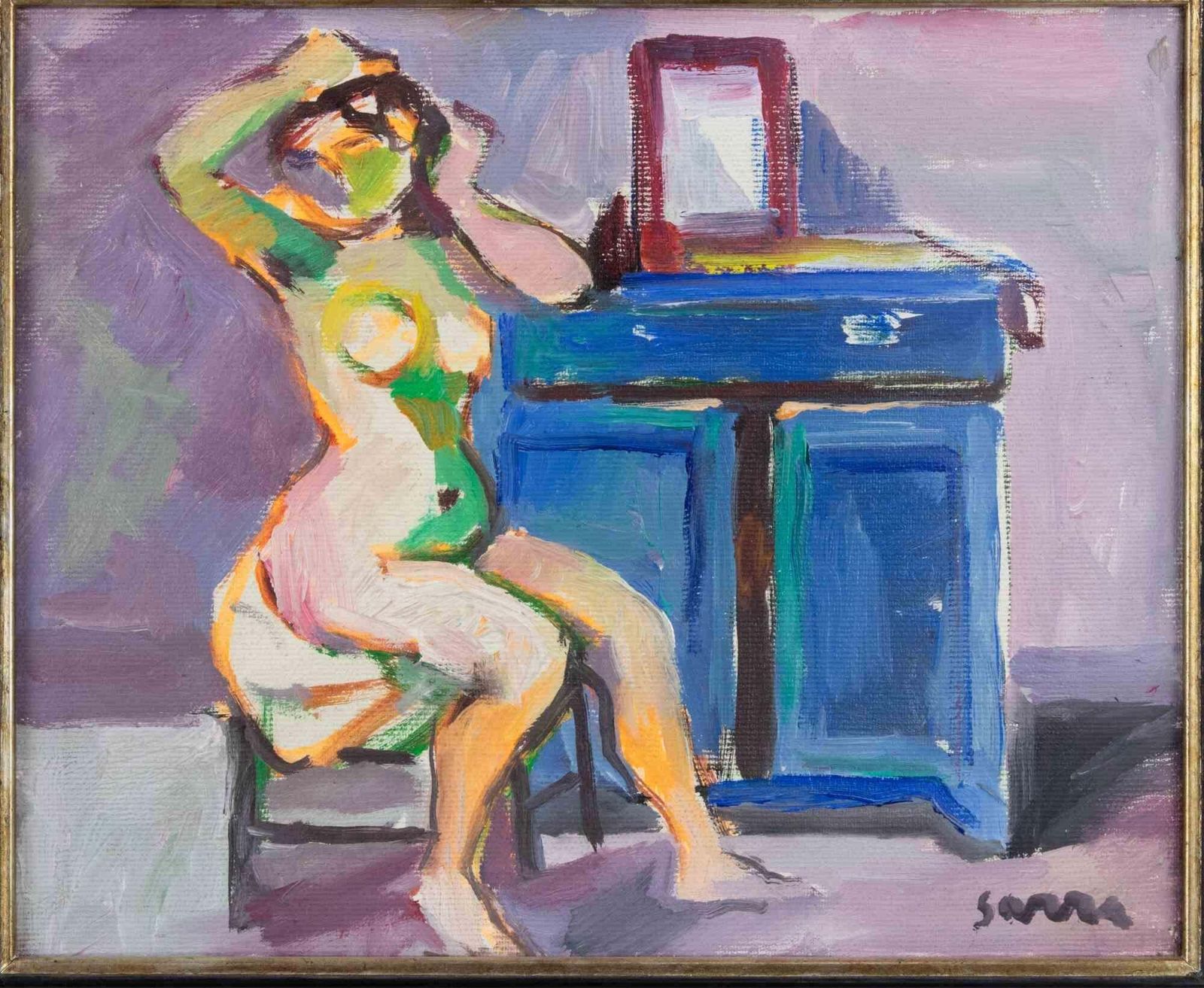 Manlio Sarranude Of Woman   Paint By Manlio Sarra   Mid 20th Centurymid 20th Century photo for sale