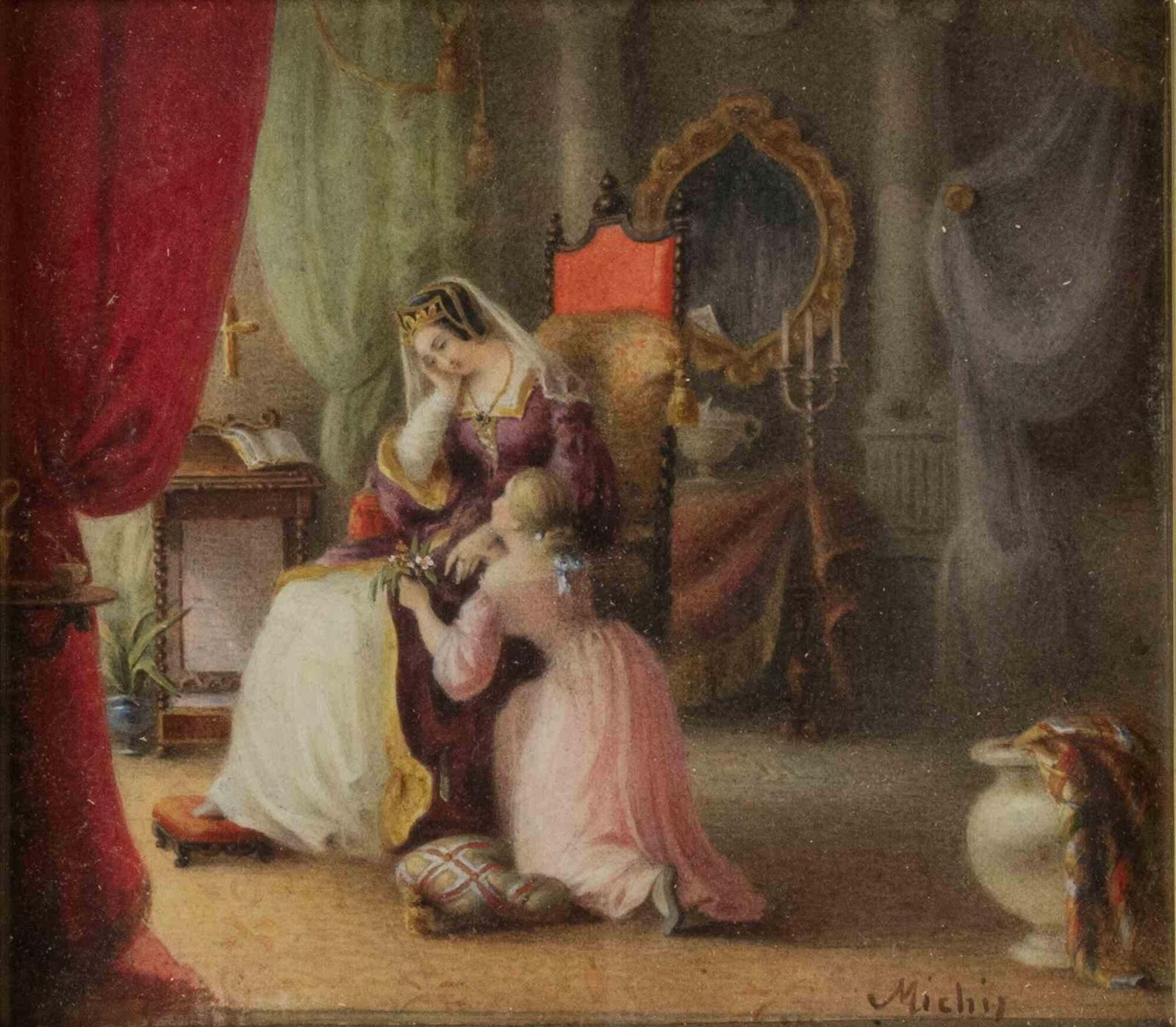 Pietro Michiscourtesan Scene   Paint By Pietro Michis   Late 19th Centurylate 19th Century
