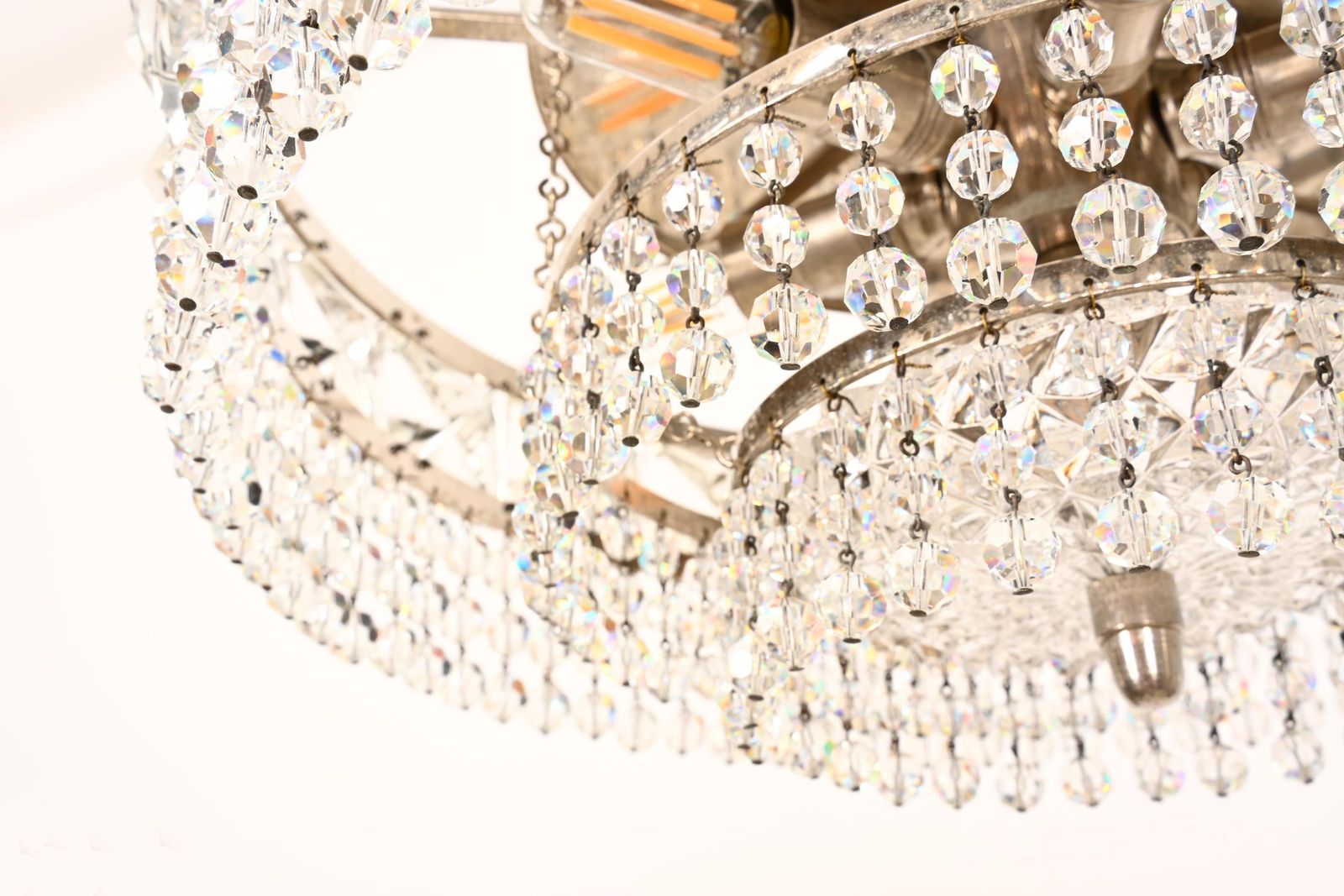 photo for sale Nickel Plated Cut Crystal Chandelier