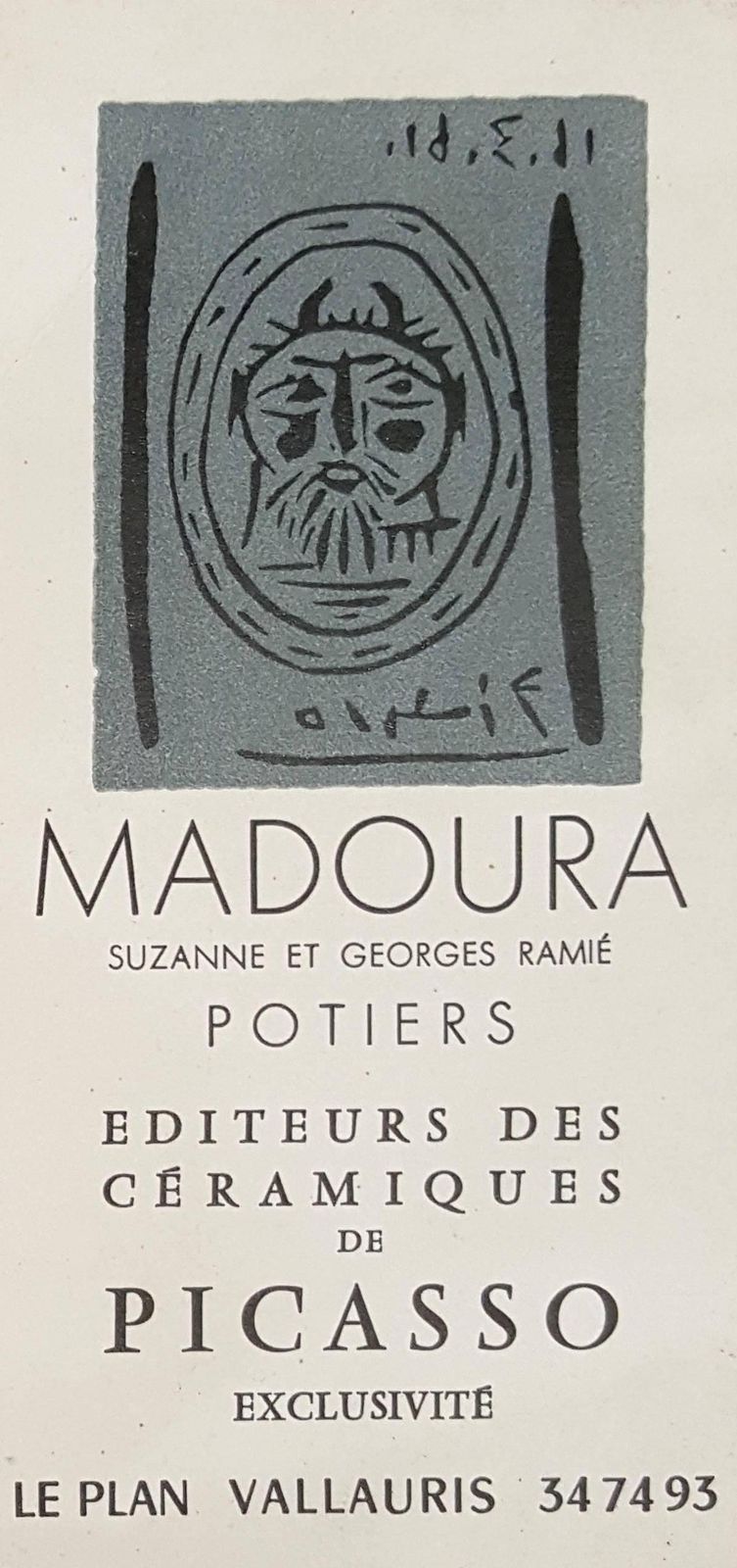 Pablo Picassofaun Head   Original Linocut (Invitation Card For Exhibition In Madoura Gallery)