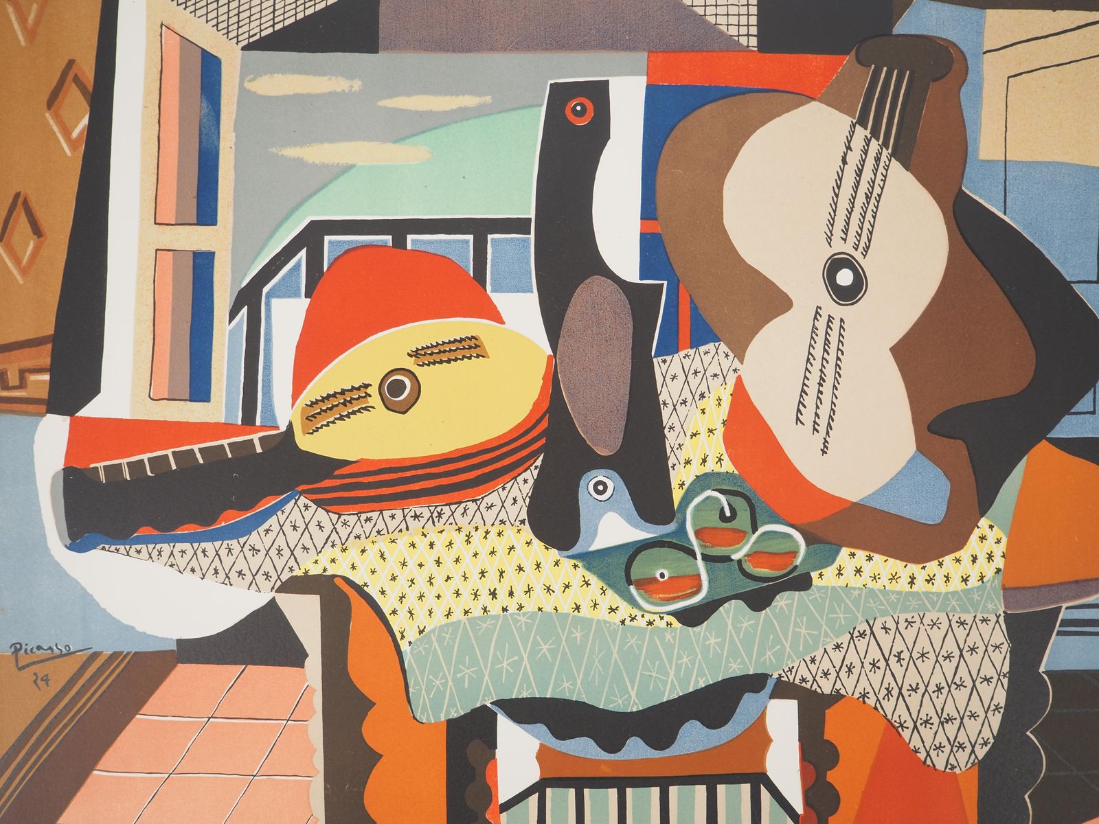 Pablo Picassomandolin And Guitar   Lithograph (Mourlot)1958 photo for sale