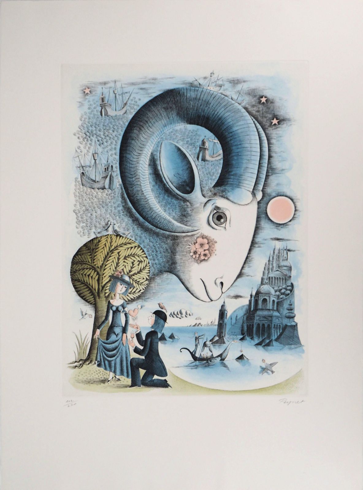 Raymond Peynetastrology, The Zodiac : Aries   Original Etching Handsigned, 19791979