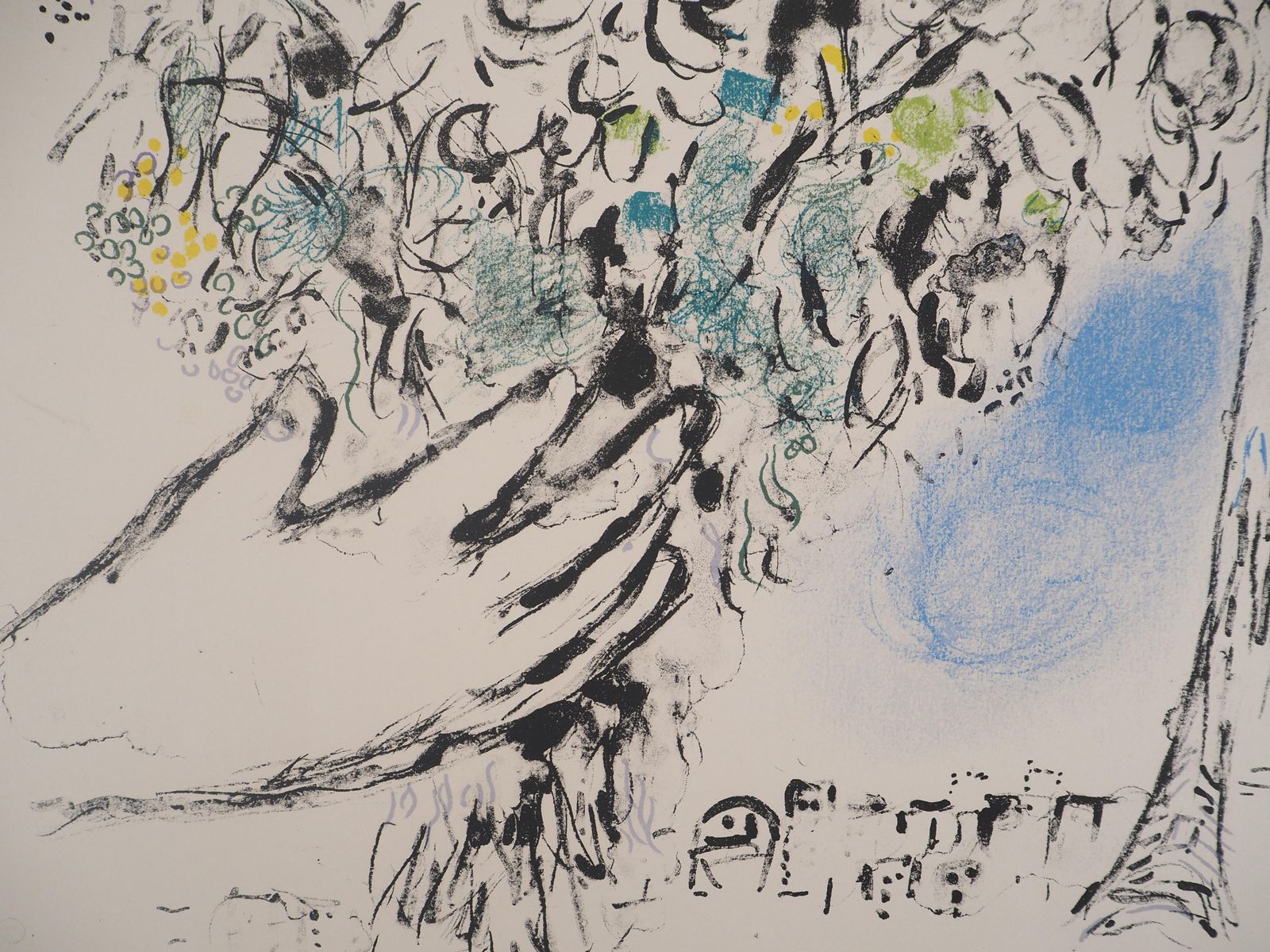 Marc Chagallgift Of Flowers & Eiffel Tower   Original Lithograph, Handsigned (Mourlot #417)1964 photo 6636.0