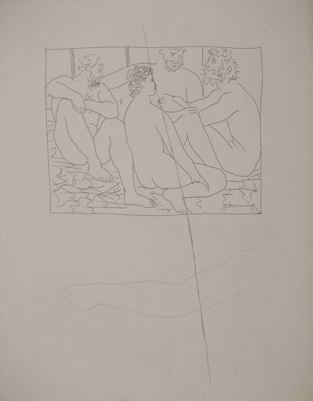 Pablo Picassométarmorphoses D'ovide, Four Nude Men   Original Etching (Baer #155)1936 photo furniture