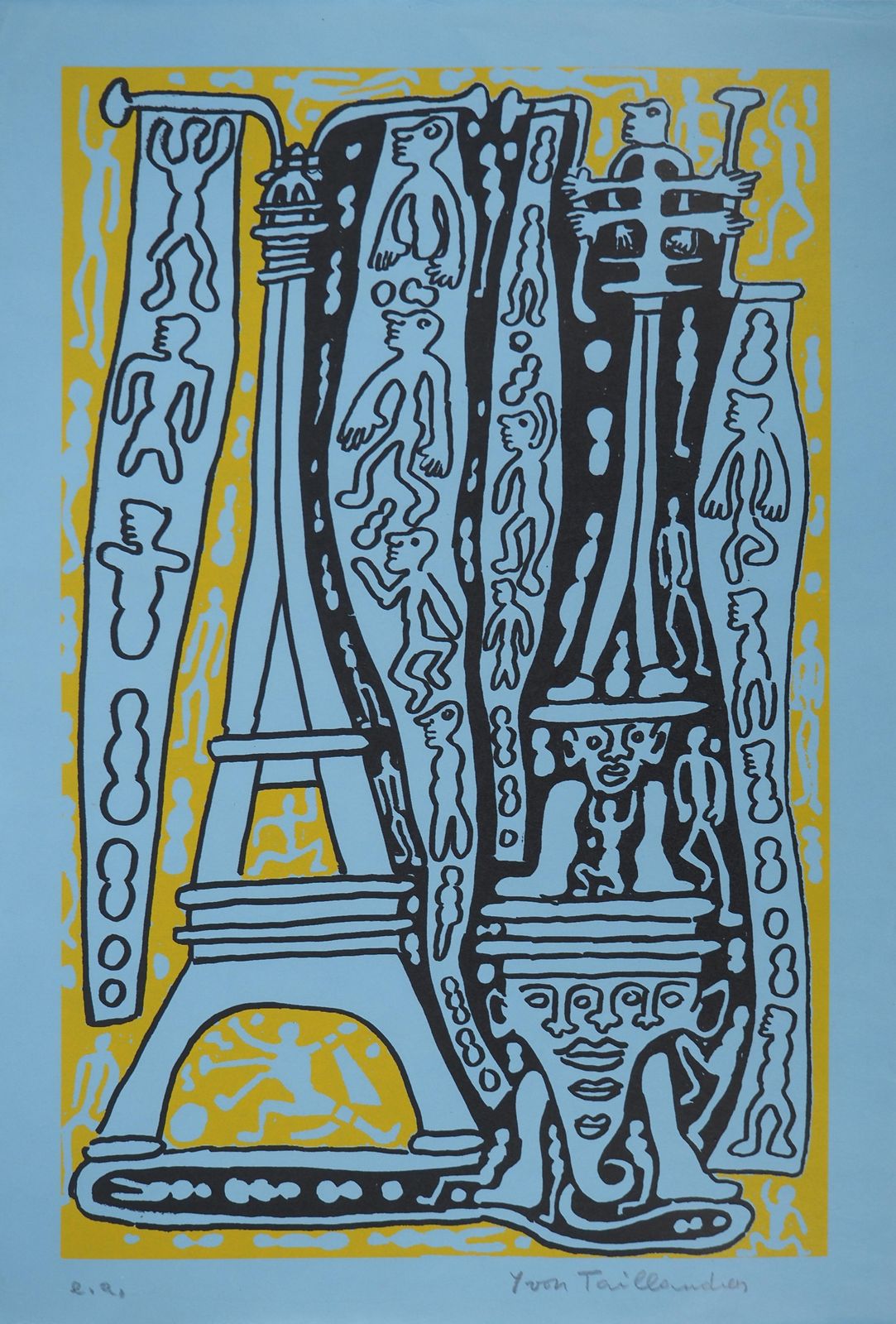 Yvon Taillandierthe Yellow Catitipède From Paris   Original Handsigned Screen Print