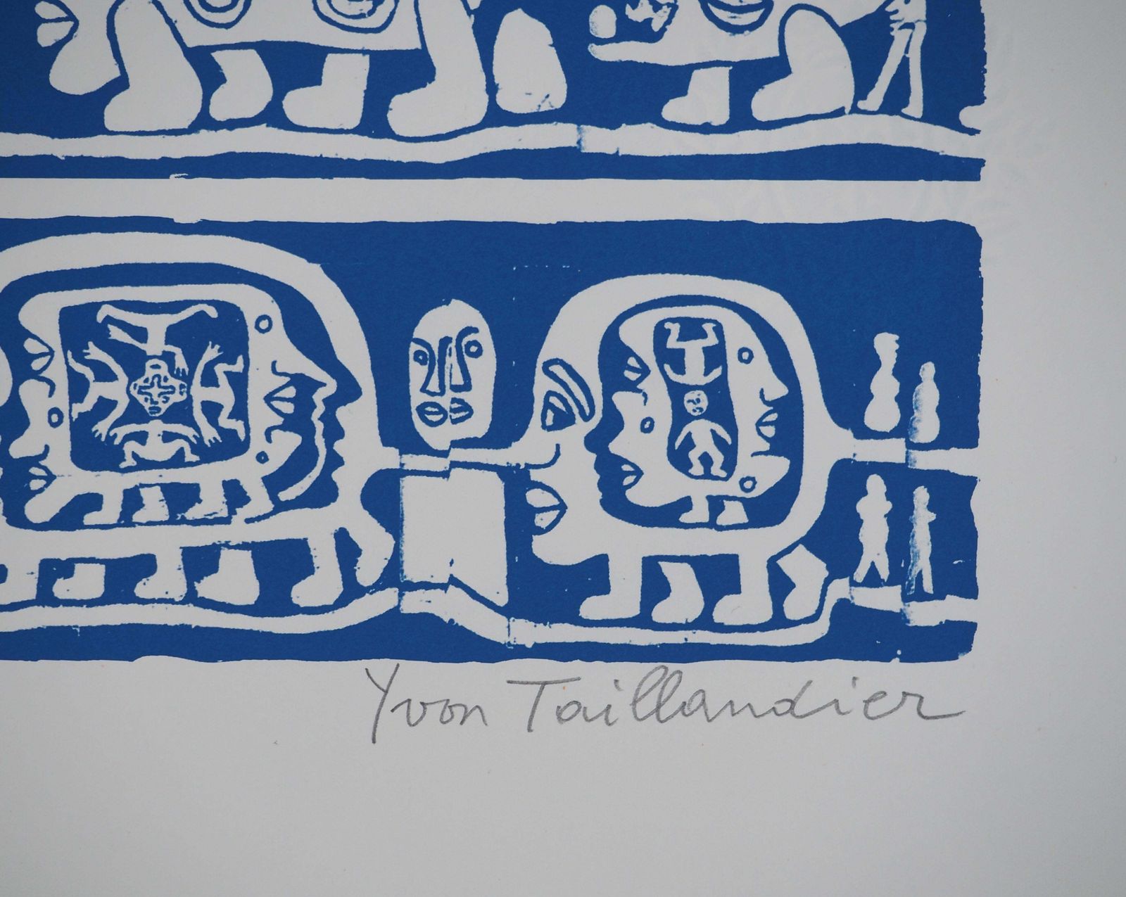 Yvon Taillandiercatitipede With Blue Faces   Original Handsigned Screen Print photo for sale