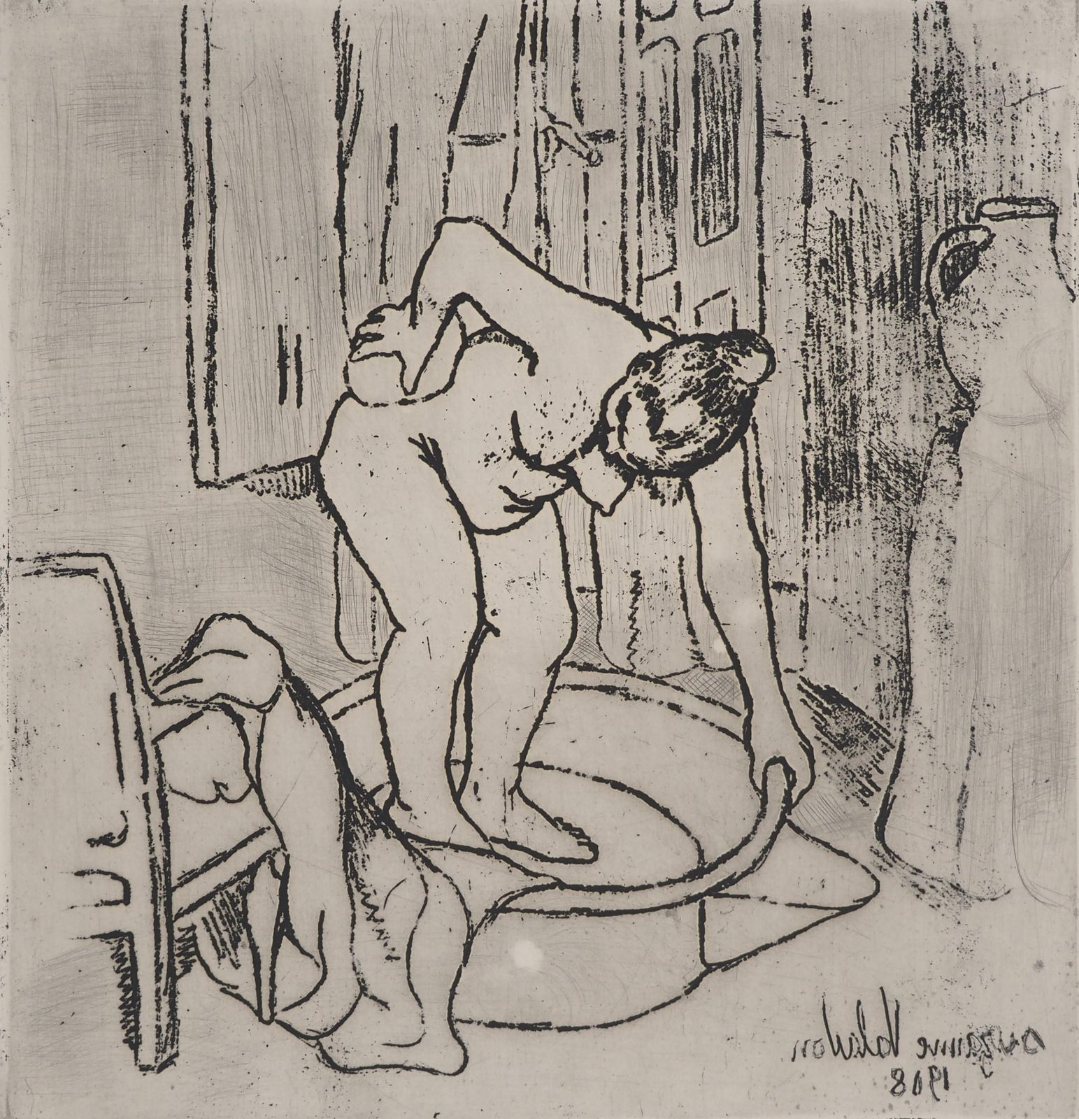 Suzanne Valadonyoung Woman Sponging Herself   Original Etching Signed (Petrides #E12)1932