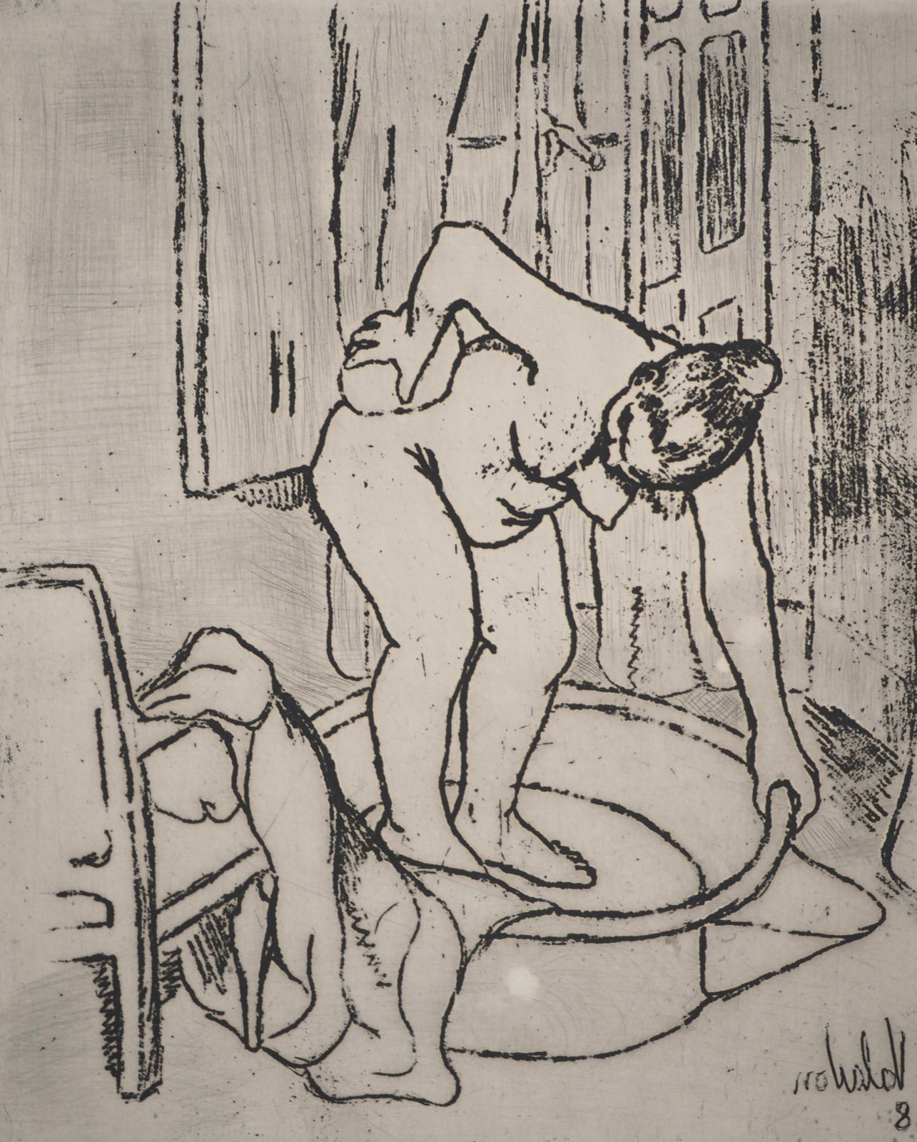 Suzanne Valadonyoung Woman Sponging Herself   Original Etching Signed (Petrides #E12)1932 photo vinterior