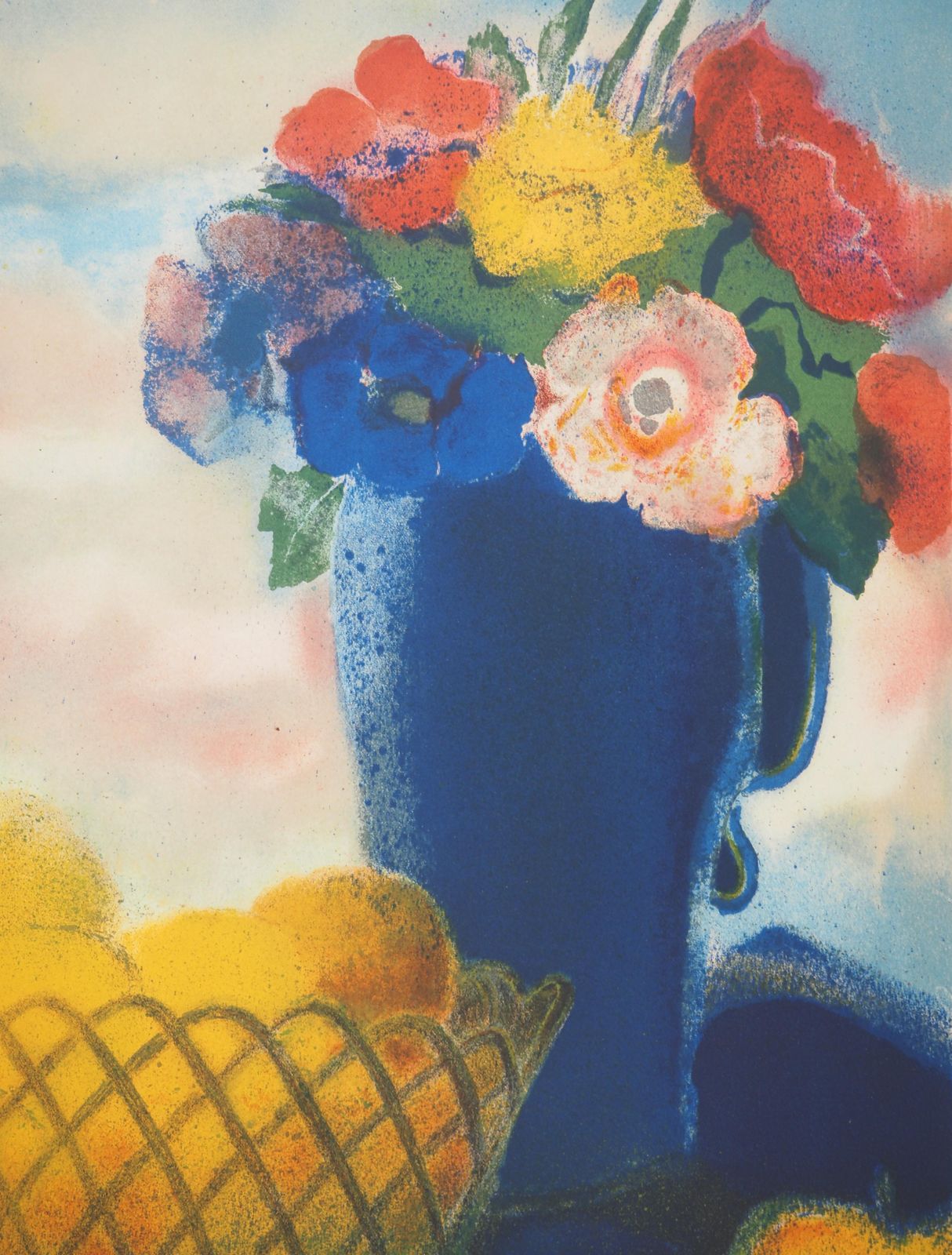 Pierre Garcia Fonsbasket Of Fruits And Bouquet Of Flowers   Original Lithograph, Signed photo buy
