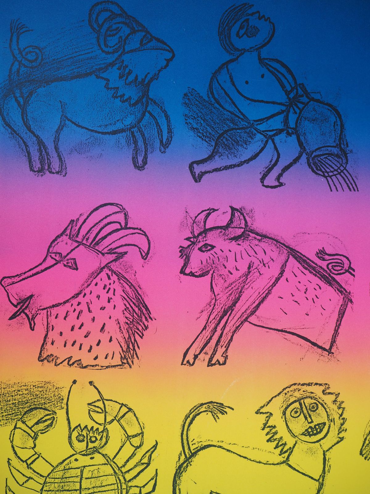 Corneilleastrology: The Twelve Signs Of The Zodiac   Original Handsigned Lithograph1989 photo for sale