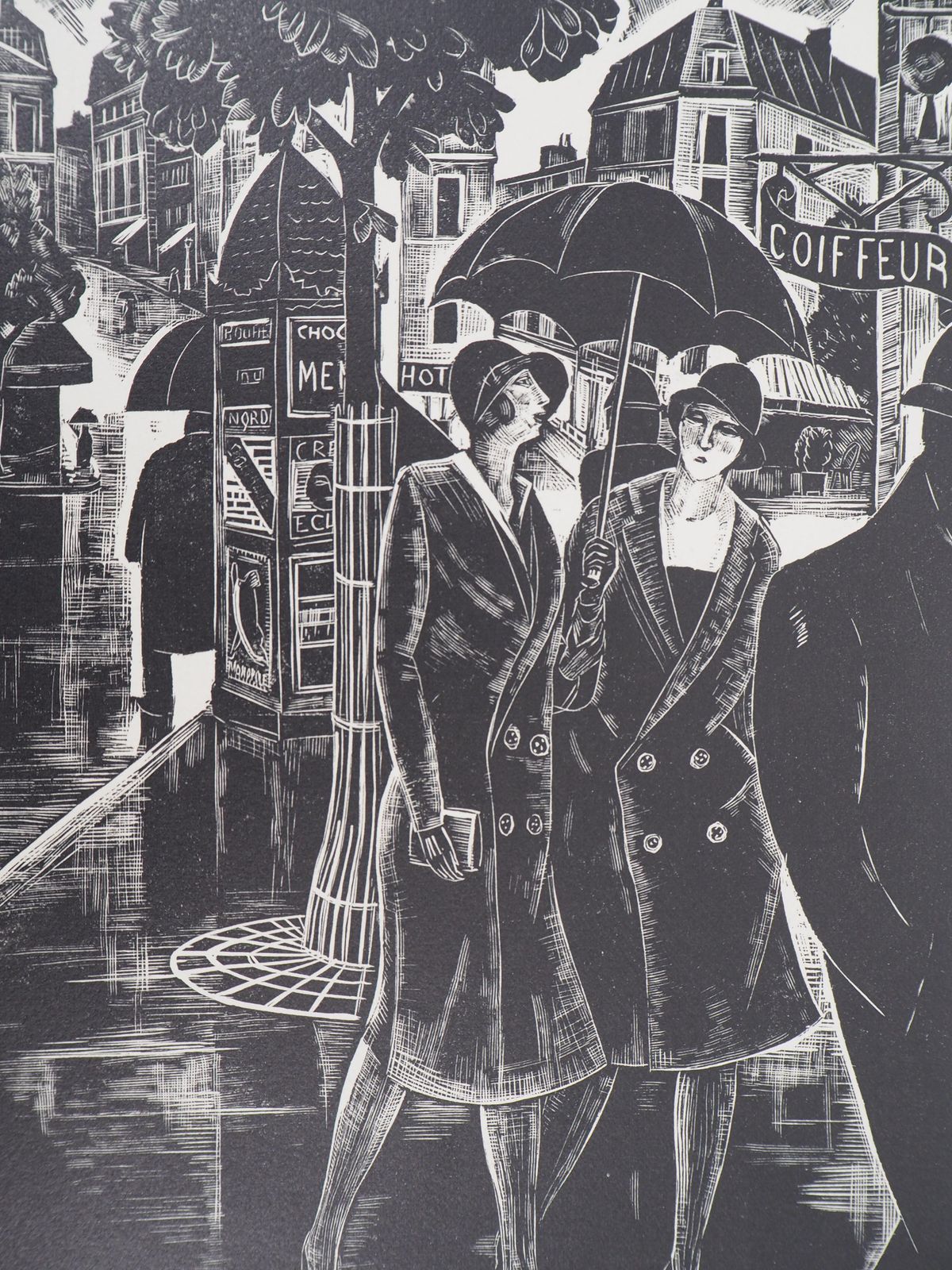 Jean Lombardparis : Rainy Day   Original Wooodcut, Handsigned And Numbered / 1601925 photo Art