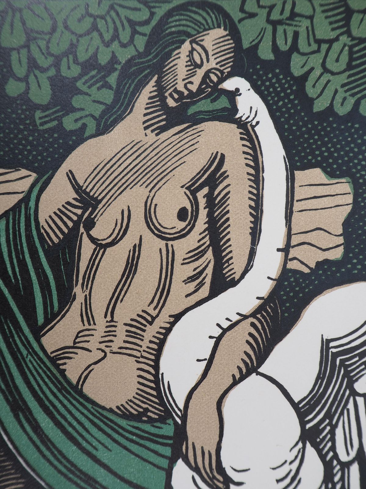 Louis Bouquetmythology : Leda And The Swann   Original Wooodcut, Handsigned & Numbered1929 photo Art