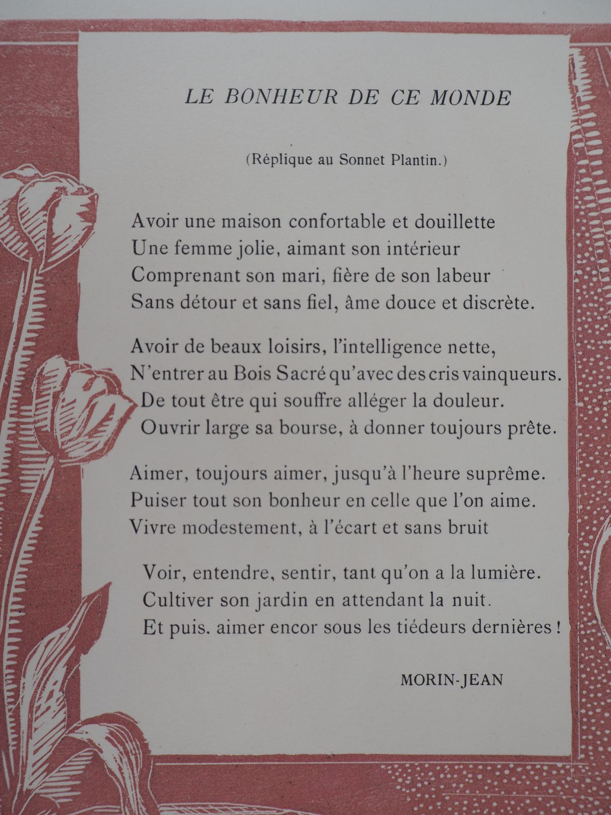 Morin Jeanpoem : The Happiness Of This World   Original Wooodcut, Handsigned & Numbered1929 photo for sale