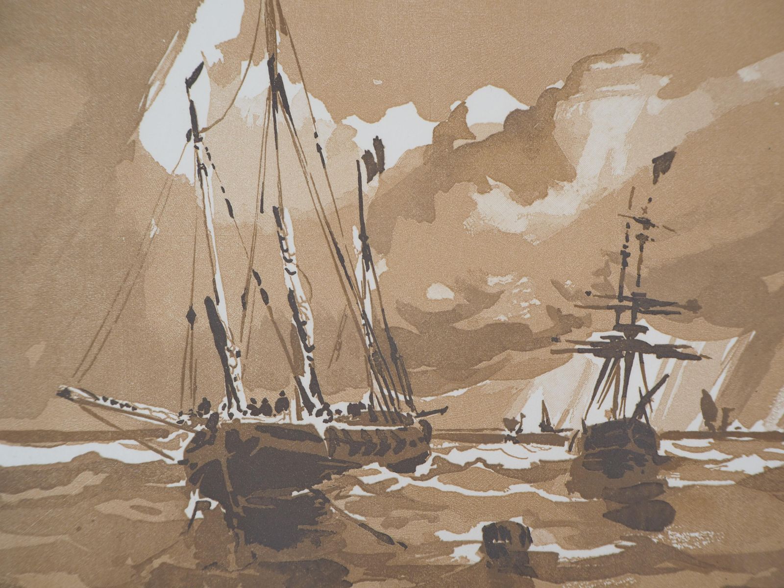 Camille Beltrandseascape : The Sailboats   Original Wooodcut, Handsigned & Numbered1926 photo for sale