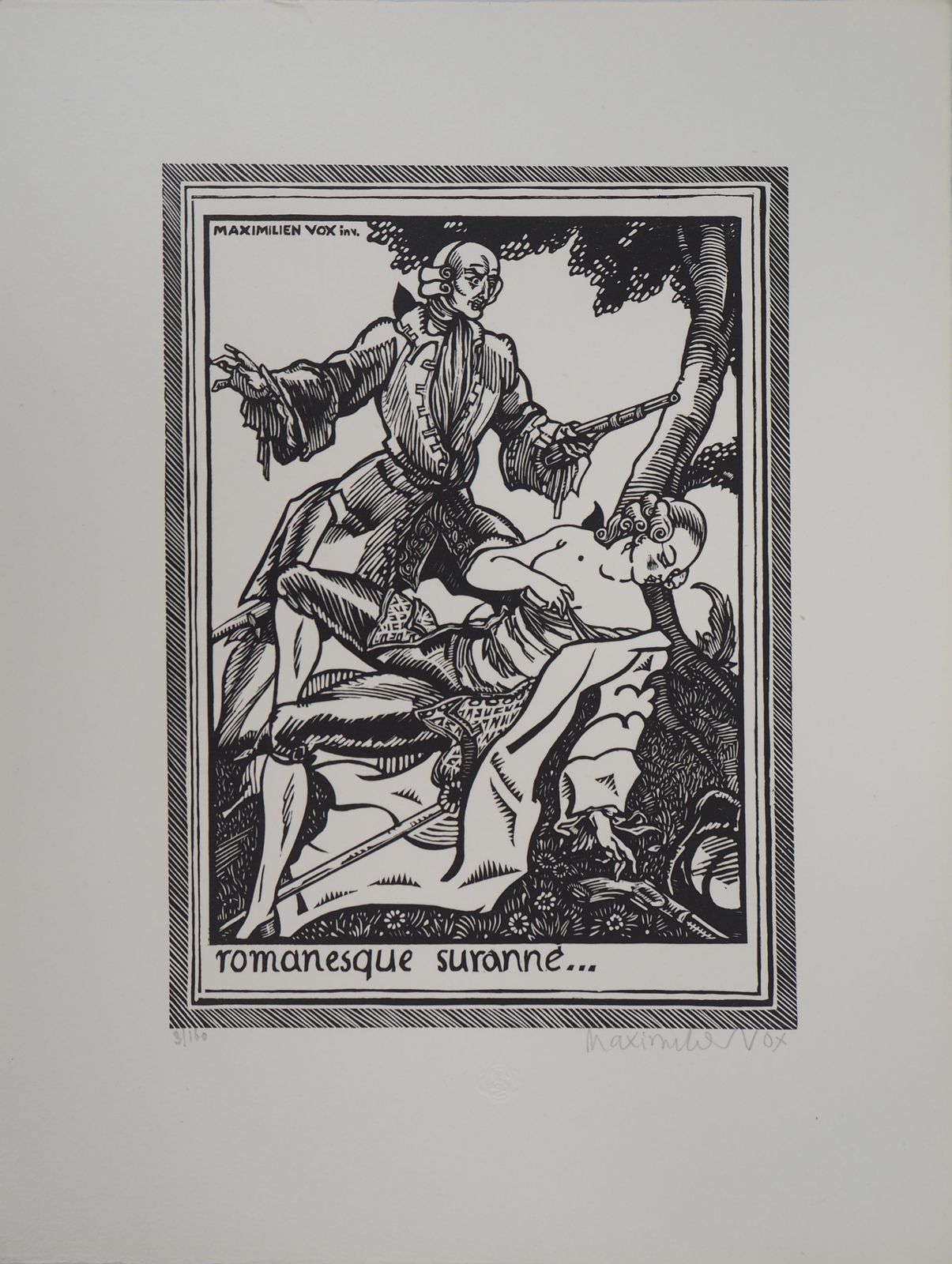 Maximilien Voxbad Romance : The Duel   Original Wooodcut, Handsigned & Numbered /1601925 photo furniture