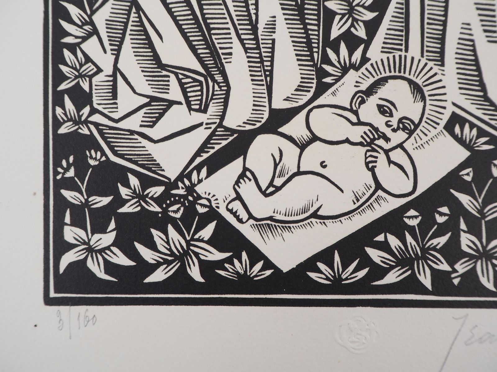 Jean Lebedeff Nativity With Donkey And Bull   Original Wooodcut, Handsigned & Numbered /1601926 photo 217.0