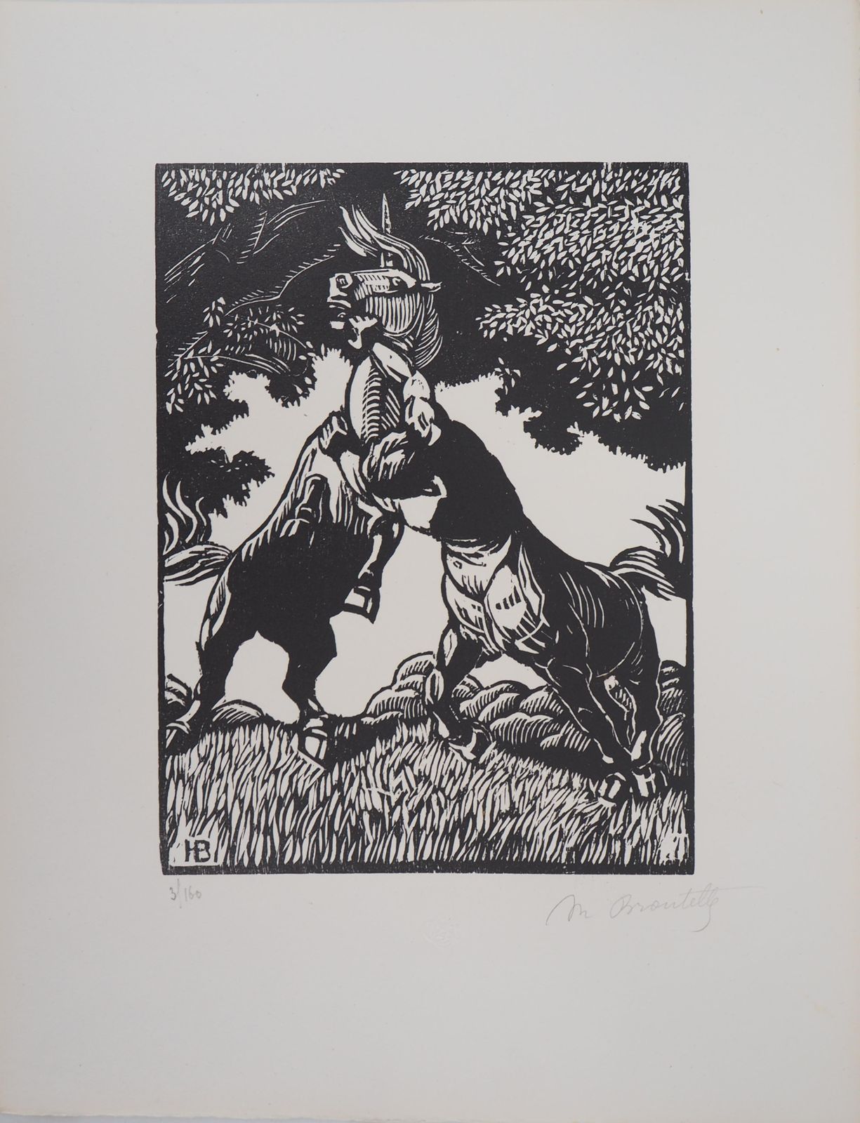 Honoré Broutellecentaur And Unicorn   Original Wooodcut, Handsigned & Numbered /1601929 photo for sale