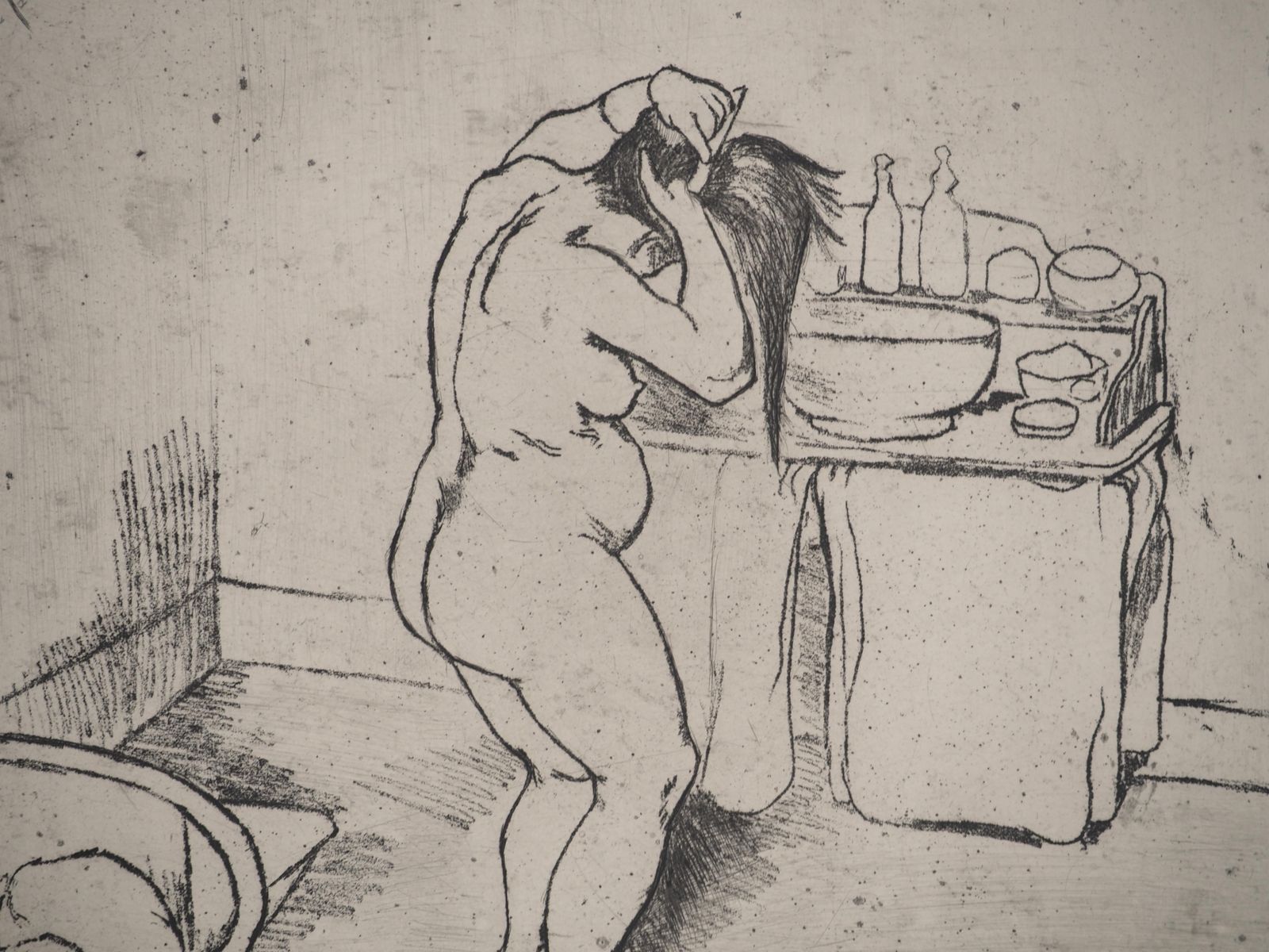Suzanne Valadonnude Woman Doing Her Hair    Original Etching Signed (Petrides #E5)1932 photo vinterior