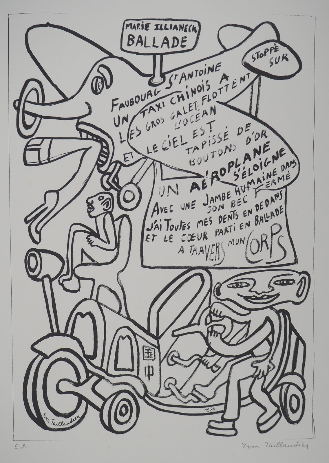 Yvon Taillandierthe Aeroplane, 1984   Original Handsigned Screen Print1984 photo Art
