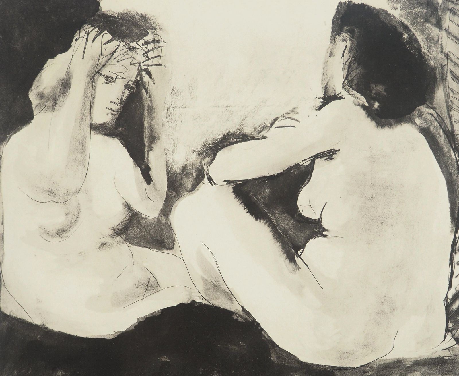 Pablo Picassonaked Seated Women   Lithograph And Stencil1967 photo furniture