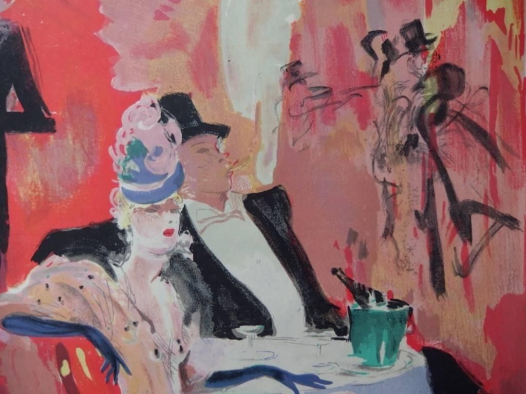 Jean Gabriel Domergueparis : Going At Maxim's Cafe   Original Lithograph   Mourlot, 19561956 photo for sale