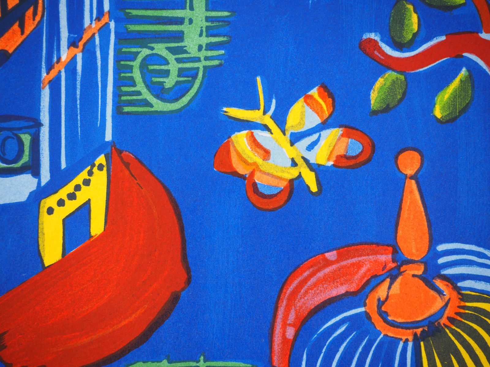 Raoul Dufycolorful Birds On Blue Background   Orignal Lithograph1965 photo vinterior