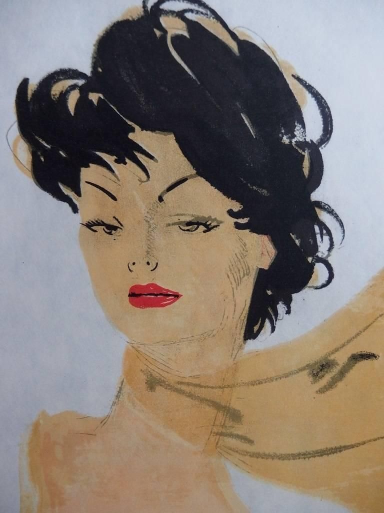 Jean Gabriel Domerguegirl With A Scarf   Original Lithograph   Mourlot, 19561956 photo for sale
