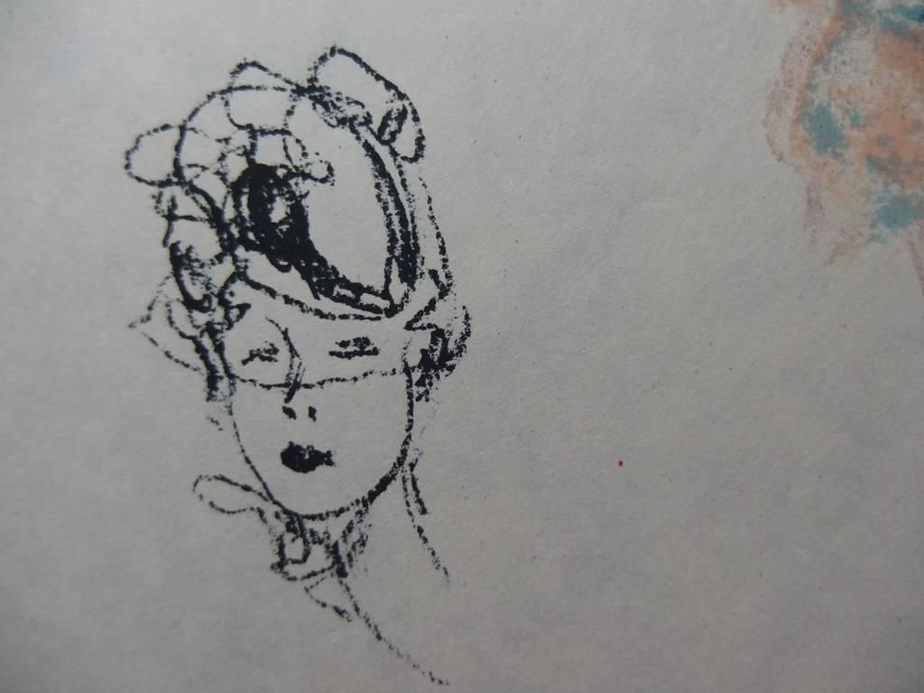 Jean Gabriel Domerguered Hair Girl With A Bibi Hat   Original Lithograph   Mourlot, 19561956 photo Art