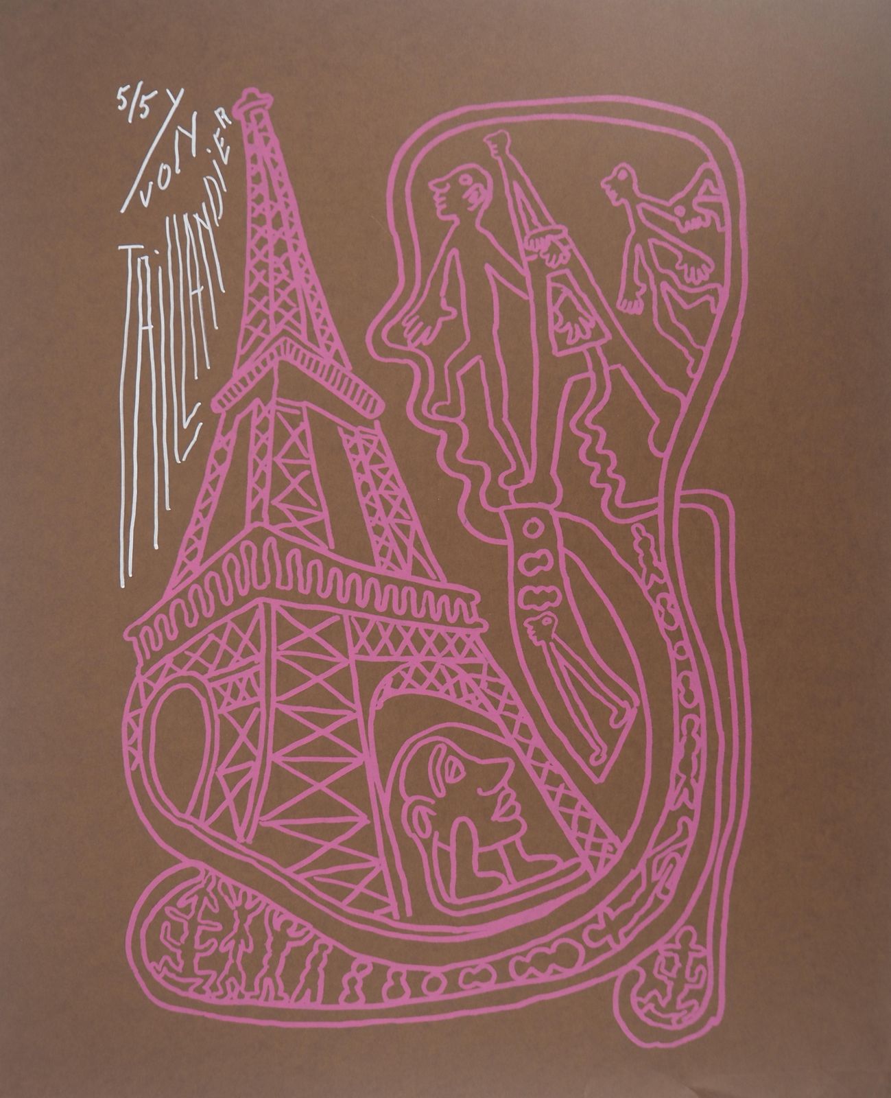 Yvon Taillandierparis, The Pink Eiffel Tower   Original Handsigned Screen Print