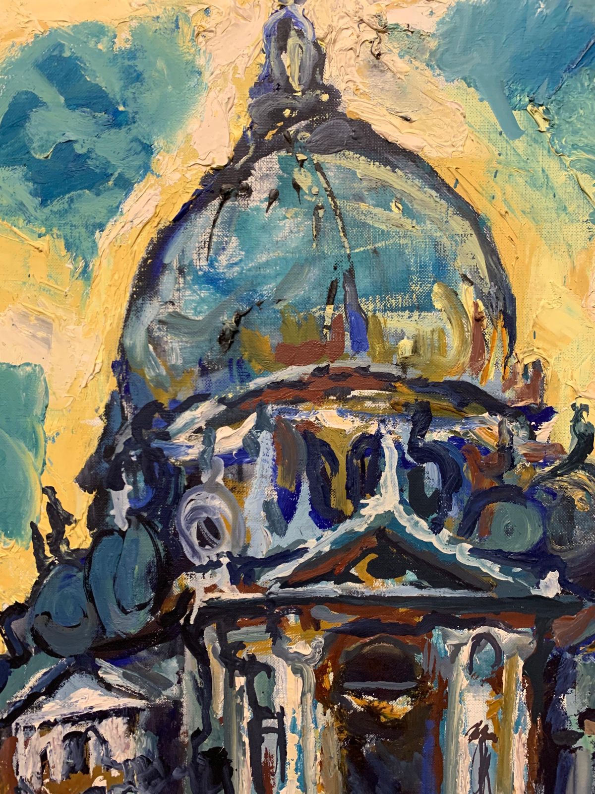 Edgardo Corbelli"Venice"  Church Of Santa Maria Della Salute  1964 Oil  Cm. 73 X 921964 photo furniture