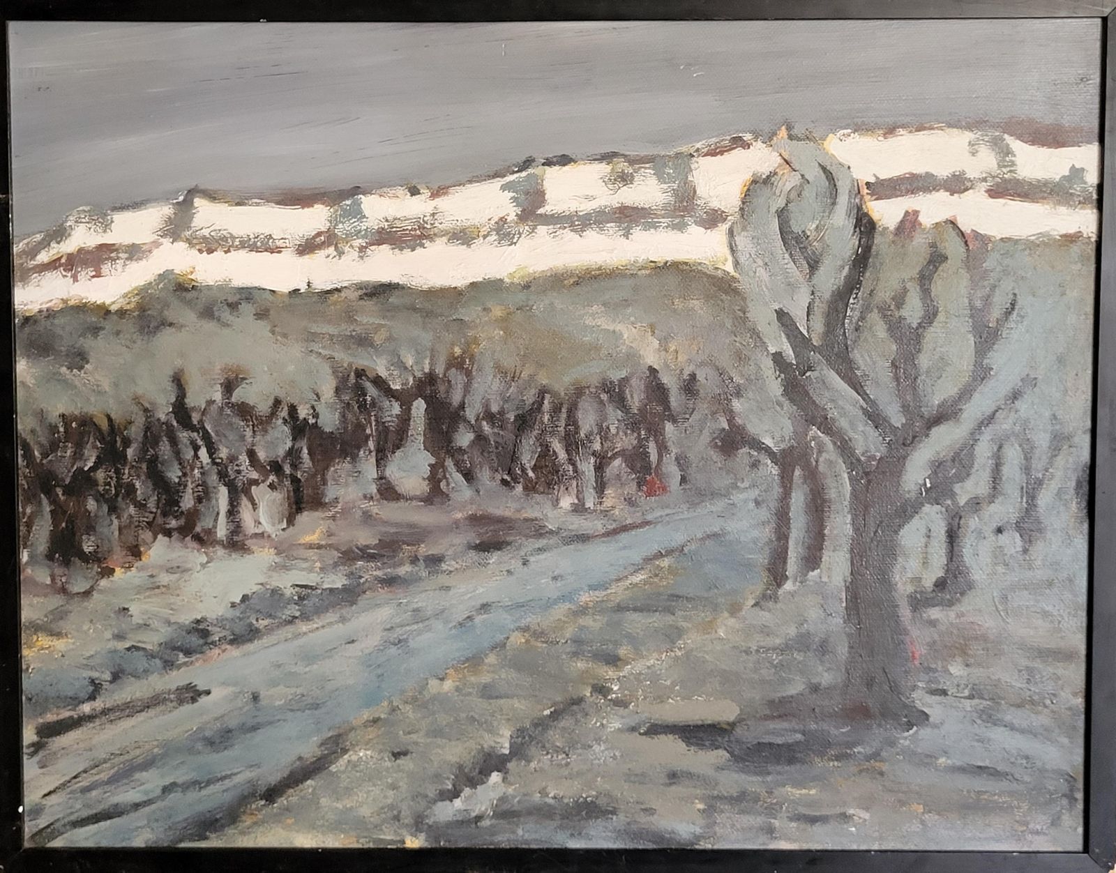 French Mountain Landscape Oil On Canvas. St Victoire At Twilight..