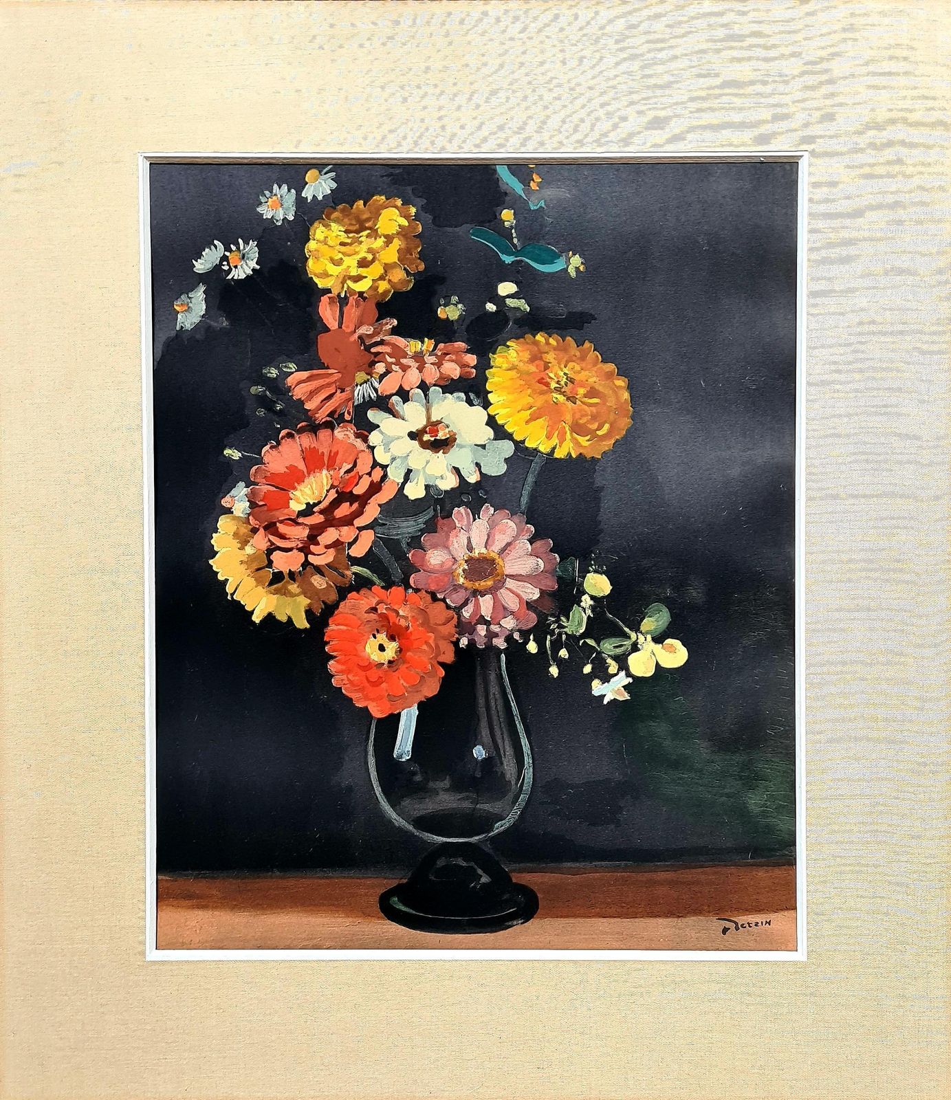 photo vinterior André Derain French Pochoir, Still Life With Flowers, Bouquet Of Zinnias From 1946