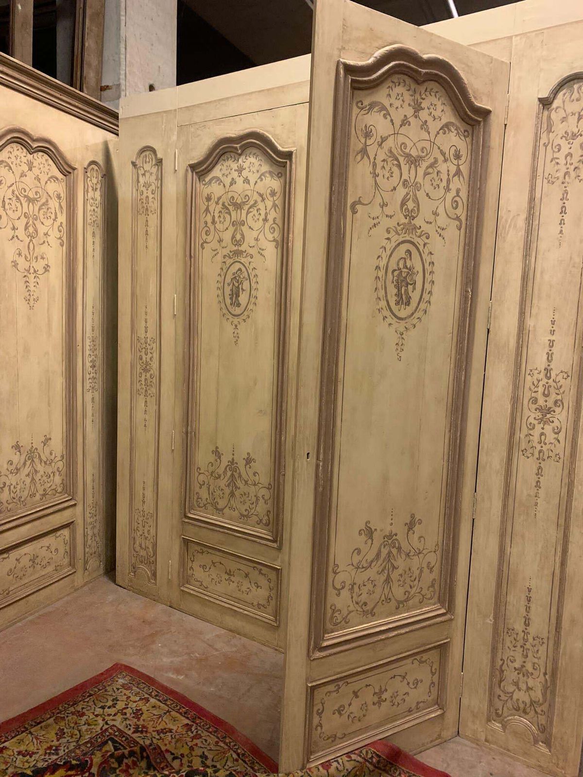 Lacquered Wood Wall Paneling Boiserie Complete With Two Doors, France photo buy