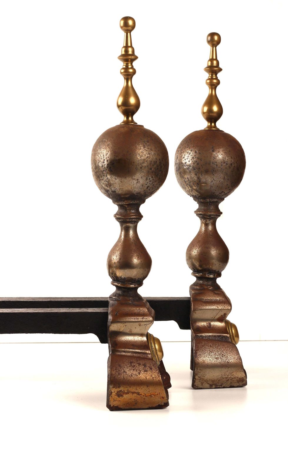 Victorian 19th Century Iron, Brass, And Steel Firedogs / Andirons photo buy