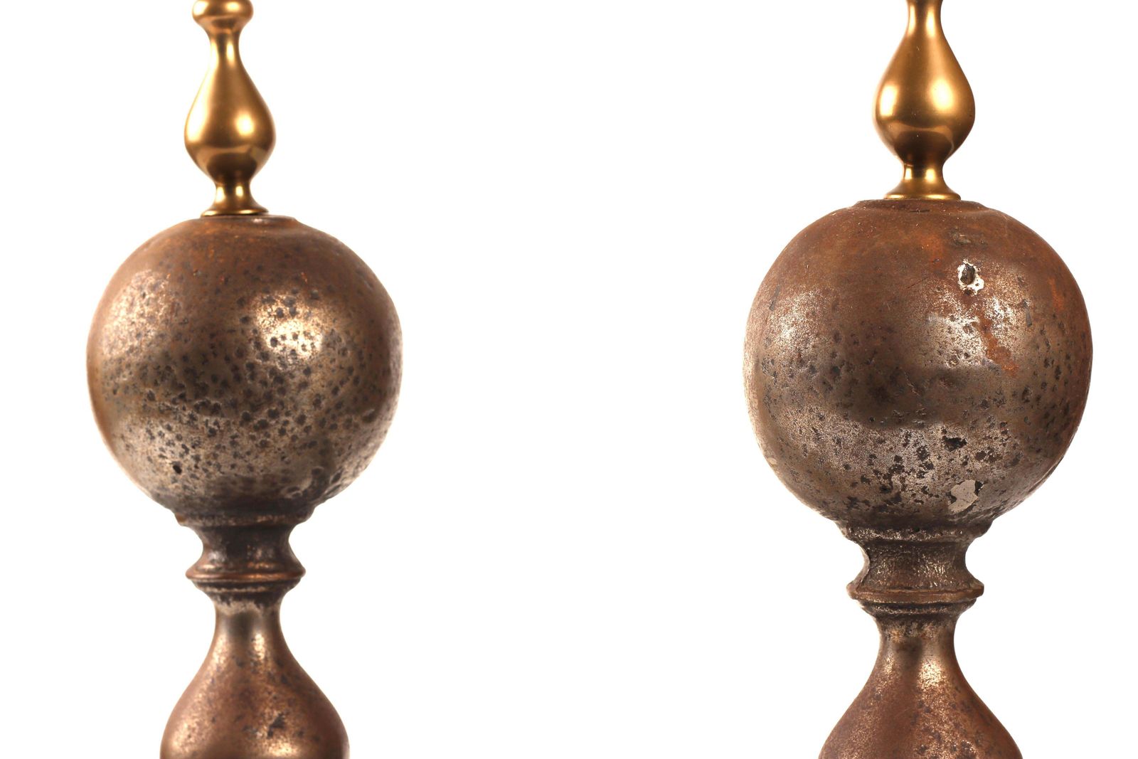 photo buy Victorian 19th Century Iron, Brass, And Steel Firedogs / Andirons